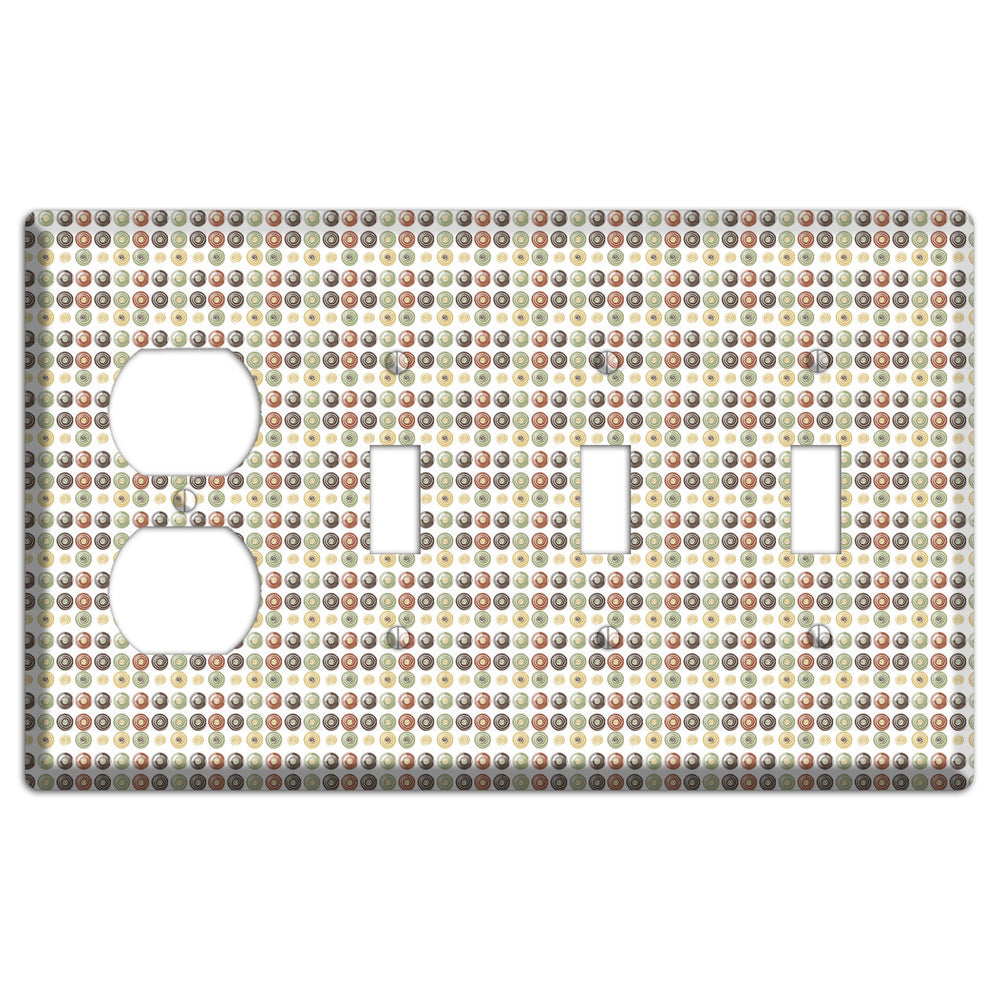Multo Color Tiled Dots Duplex / 3 Toggle Wallplate