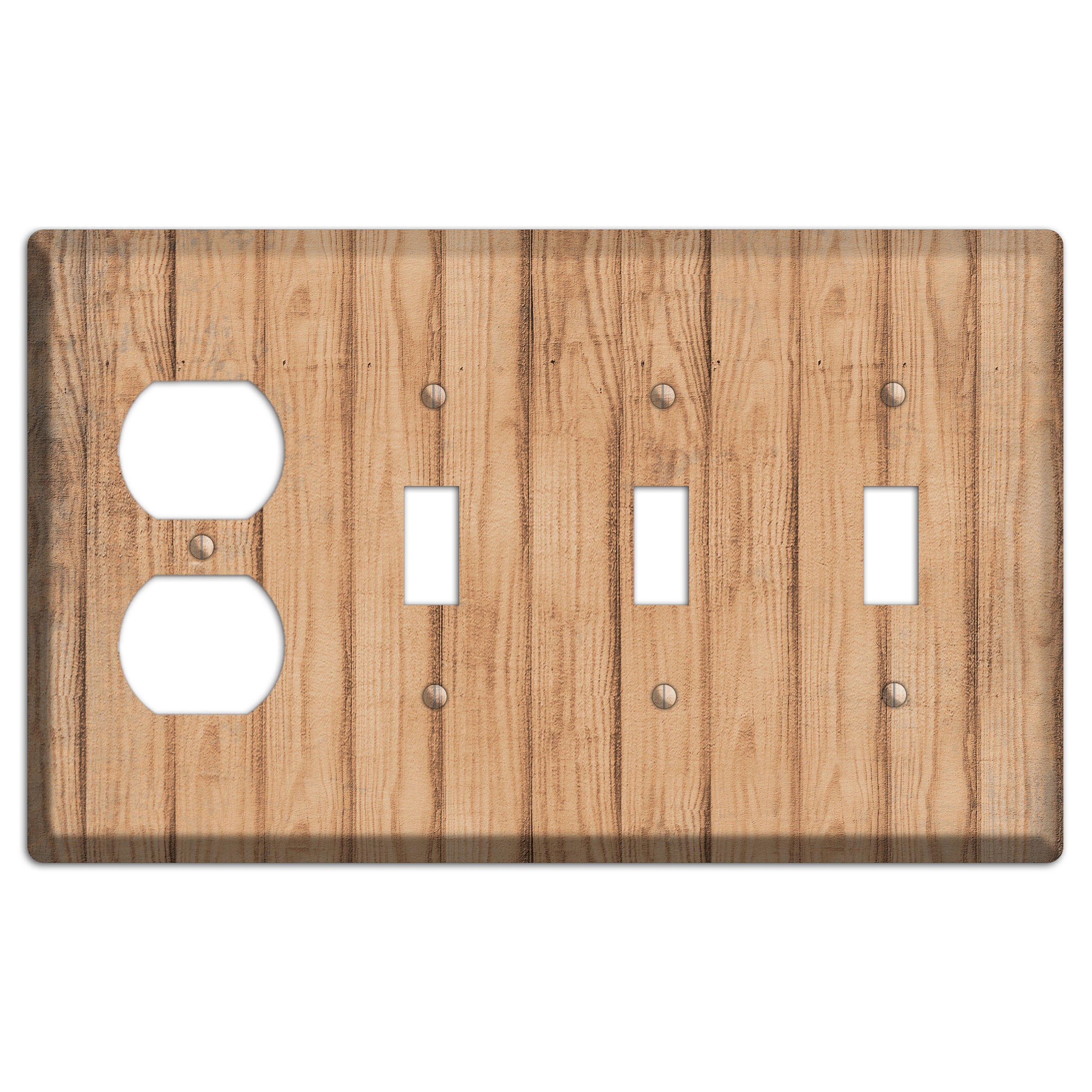 Tan Weathered Wood Duplex / 3 Toggle Wallplate