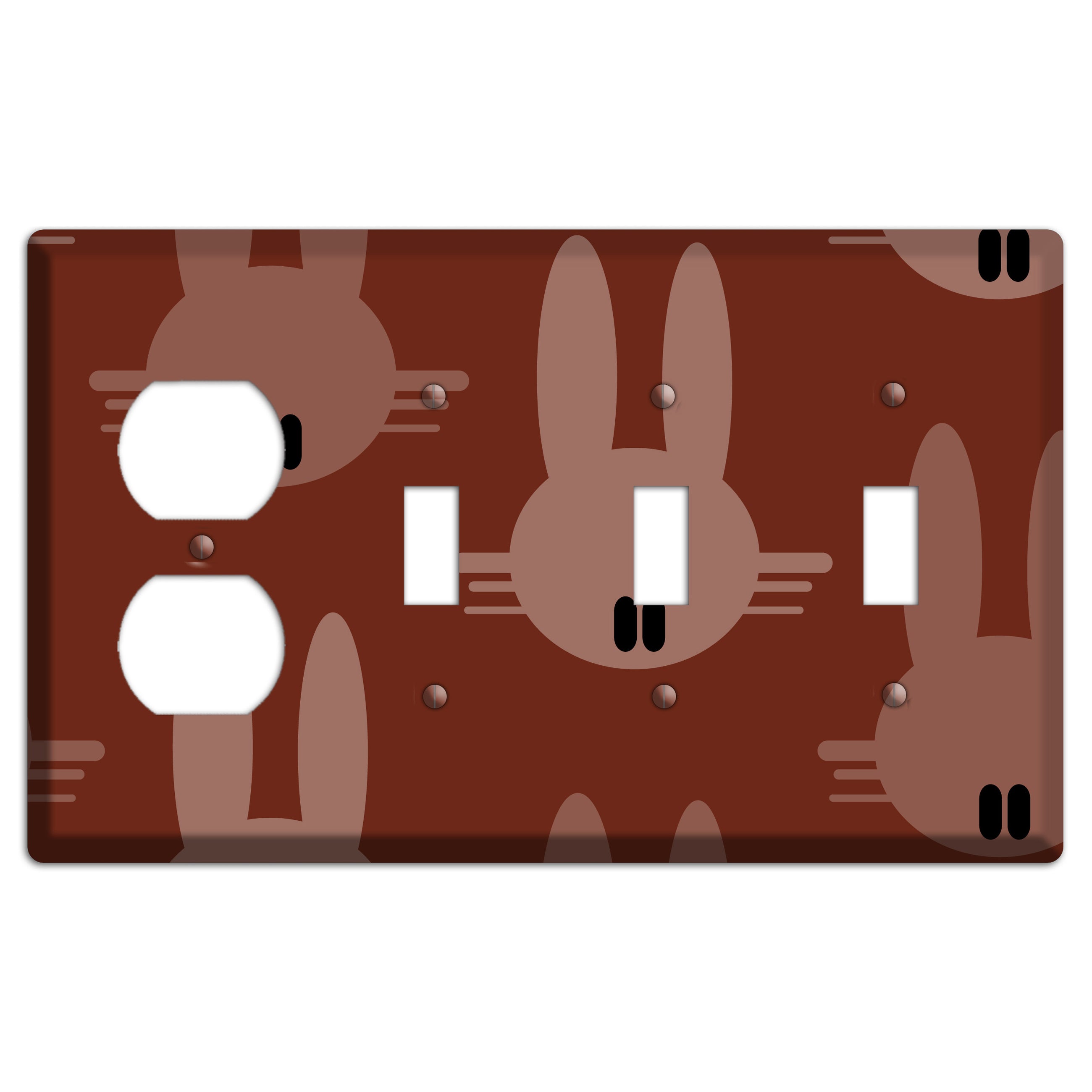 Maroon Bunny Duplex / 3 Toggle Wallplate