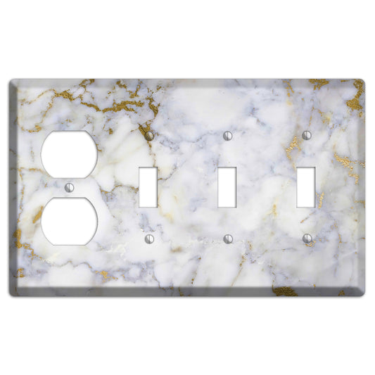 Metallic Bronze Marble Duplex / 3 Toggle Wallplate