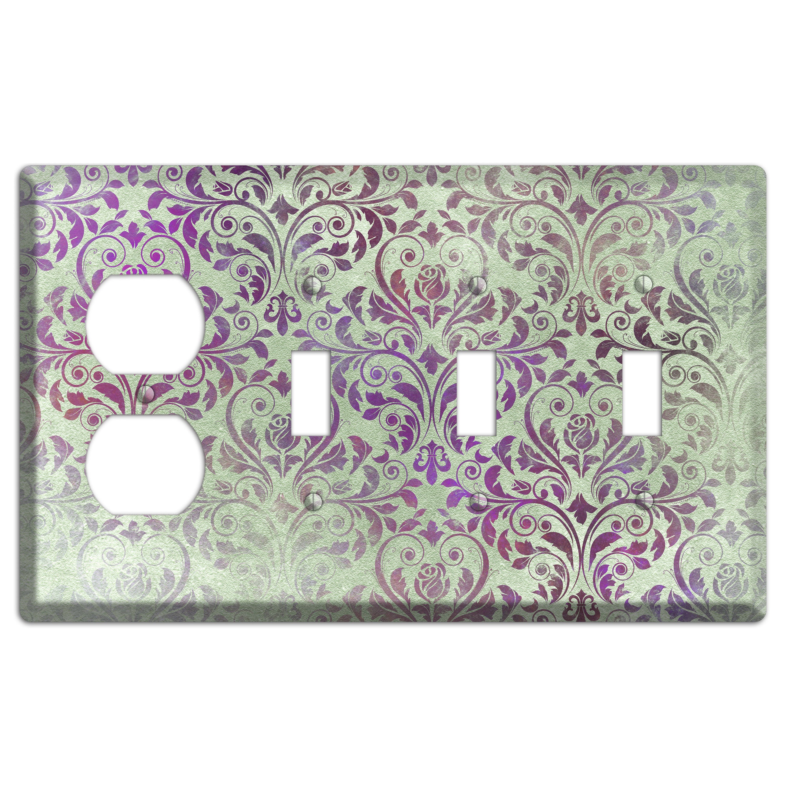 Venus Whimsical Damask Duplex / 3 Toggle Wallplate