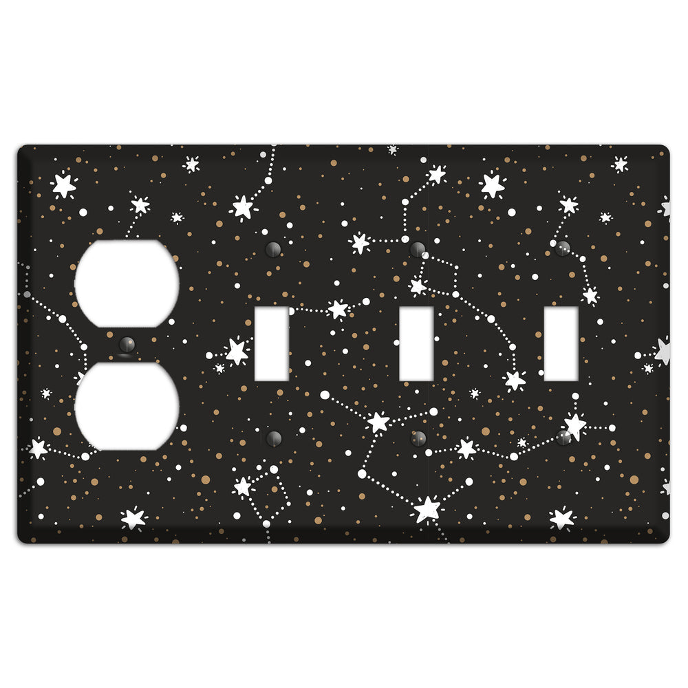 Constellations Black Duplex / 3 Toggle Wallplate