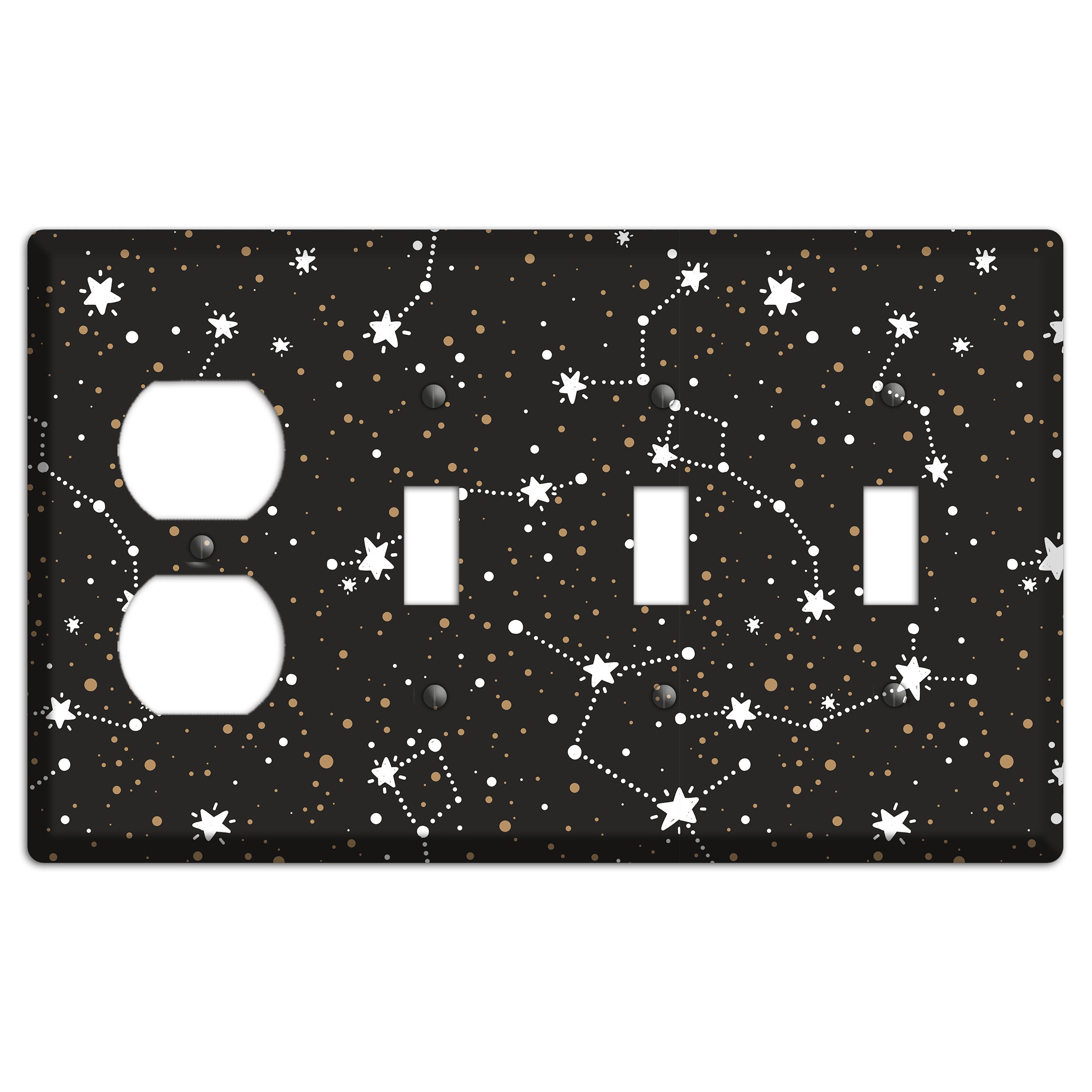 Constellations Black Duplex / 3 Toggle Wallplate