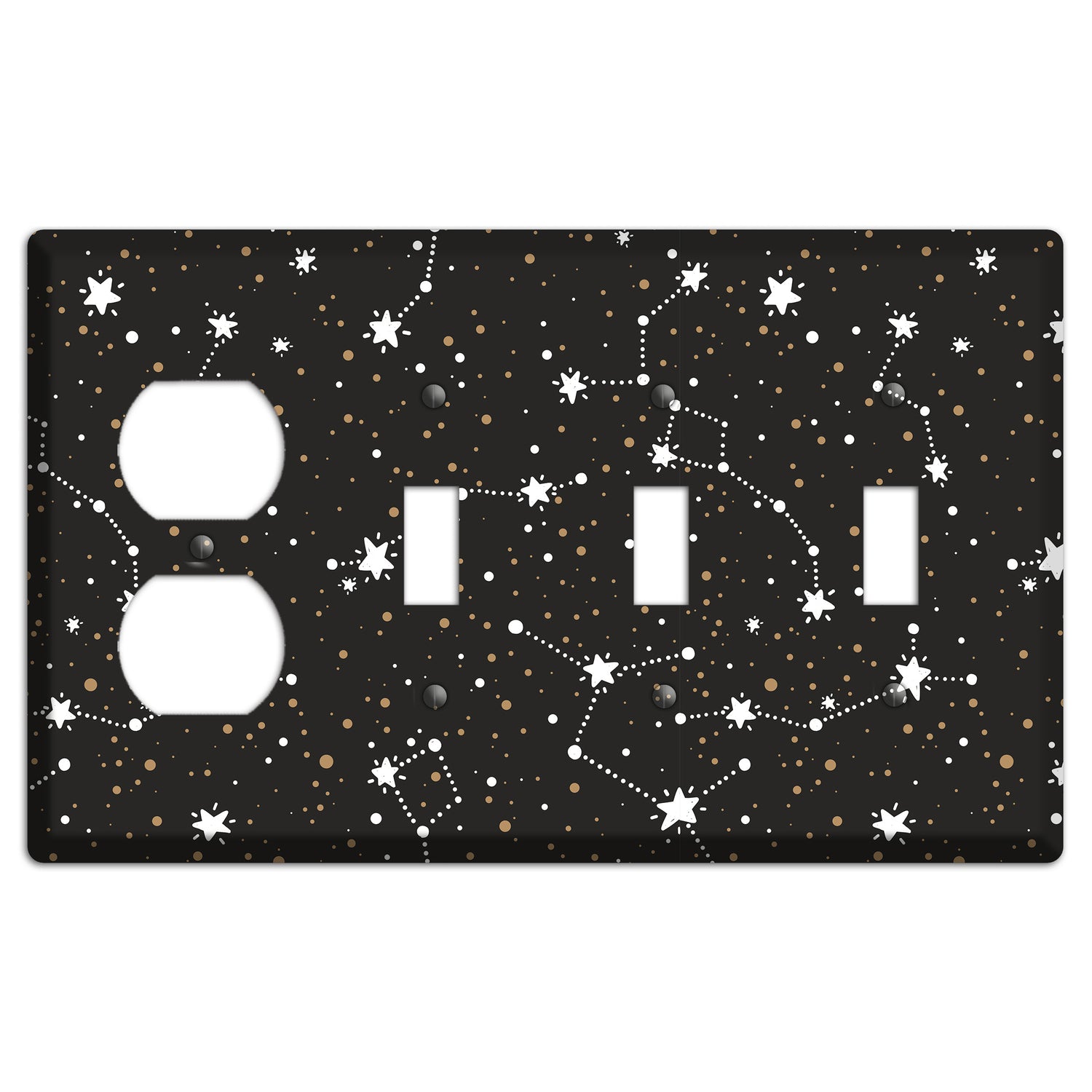Constellations Black Duplex / 3 Toggle Wallplate
