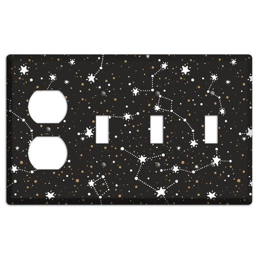 Constellations Black Duplex / 3 Toggle Wallplate