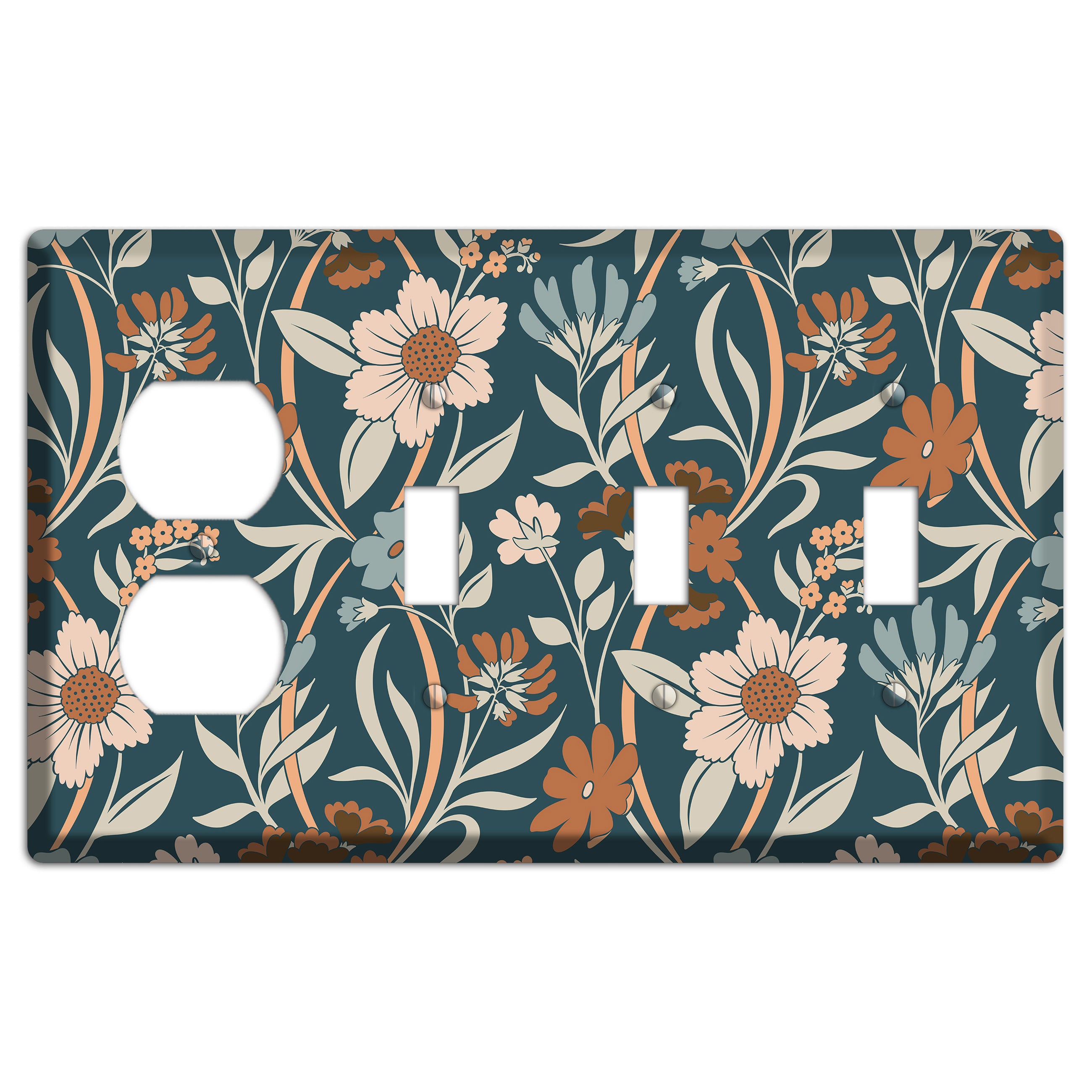 Summer Floral 1 Duplex / 3 Toggle Wallplate