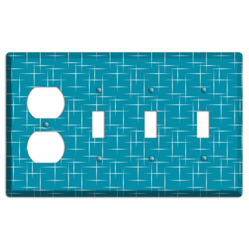 Blue Atom Burst Duplex / 3 Toggle Wallplate