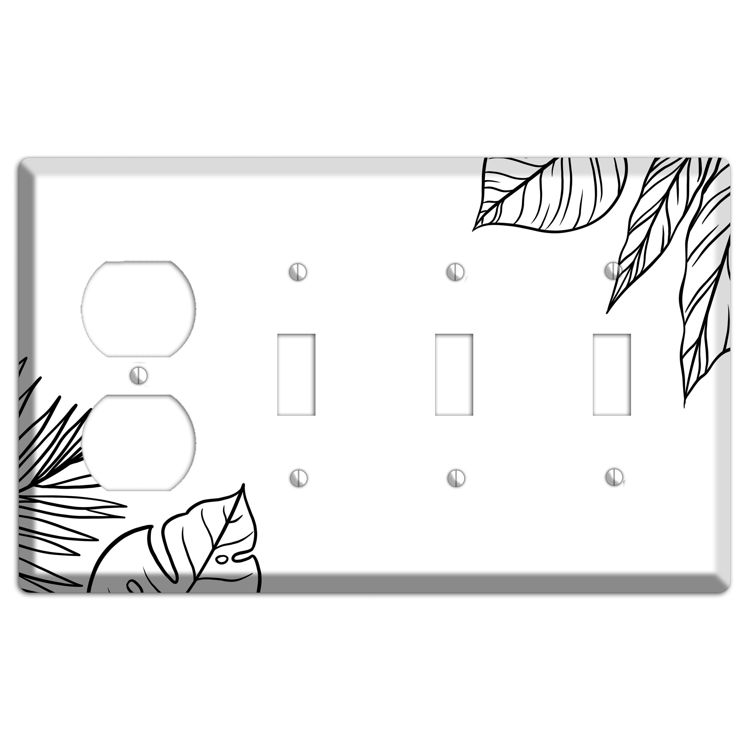 Hand-Drawn Leaves 2 Duplex / 3 Toggle Wallplate