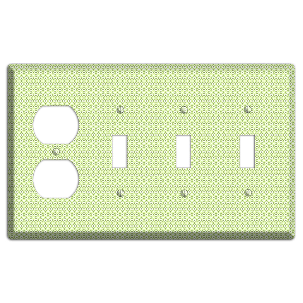 Multi Green Tiny Double Scallop Duplex / 3 Toggle Wallplate