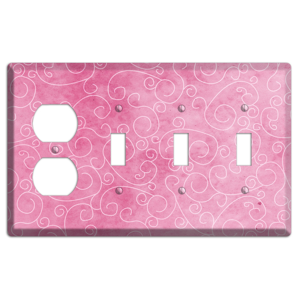 Kobi Pink Texture Duplex / 3 Toggle Wallplate