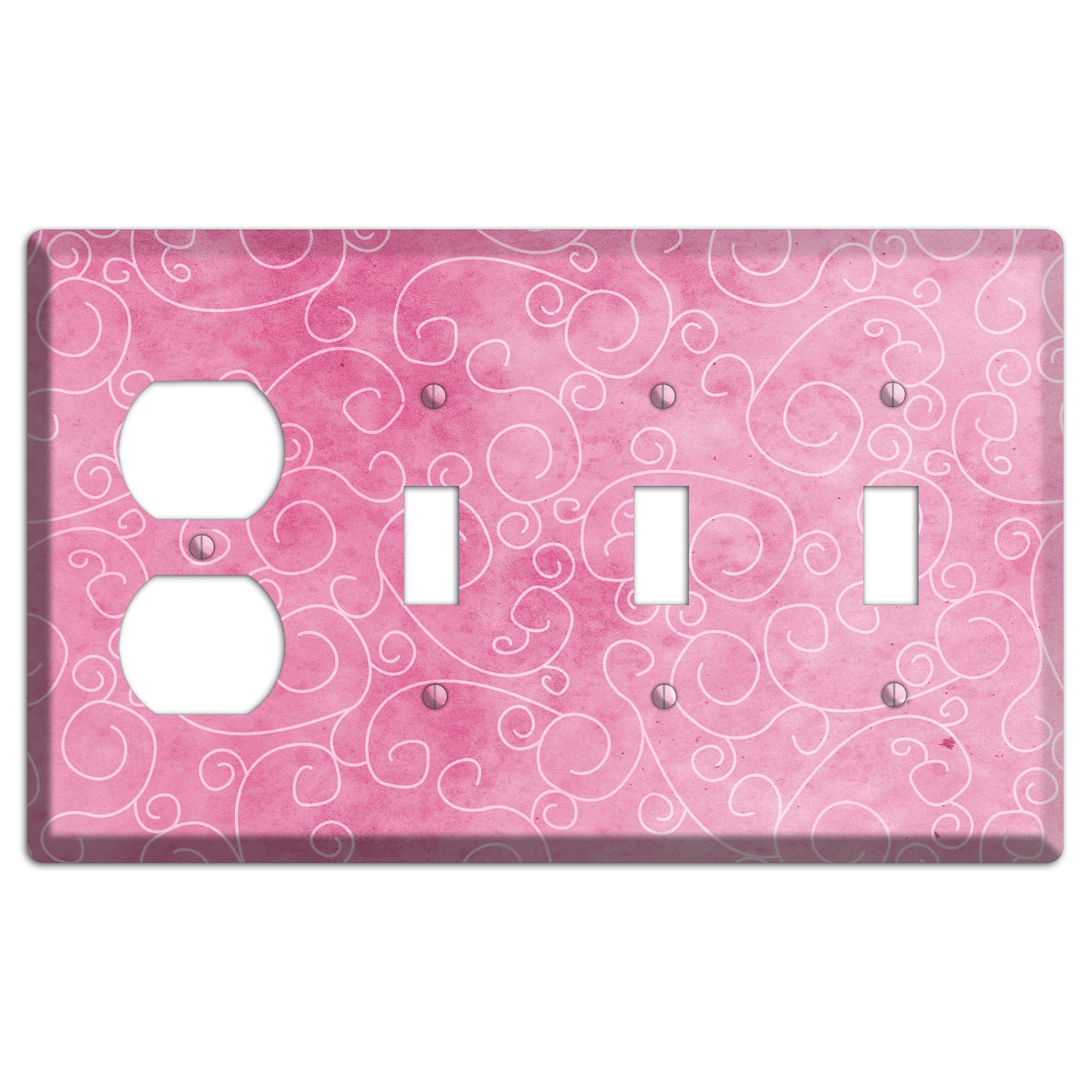 Kobi Pink Texture Duplex / 3 Toggle Wallplate