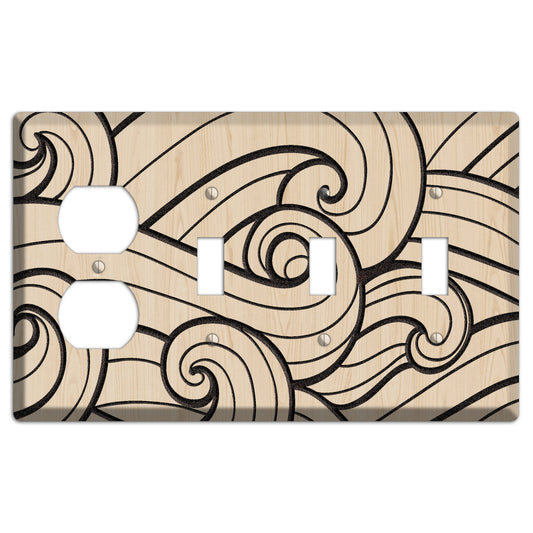Abstract Curl Wood Lasered Duplex / 3 Toggle Wallplate