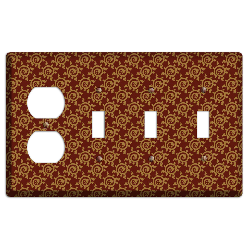 Asian Swirl Pattern Duplex / 3 Toggle Wallplate