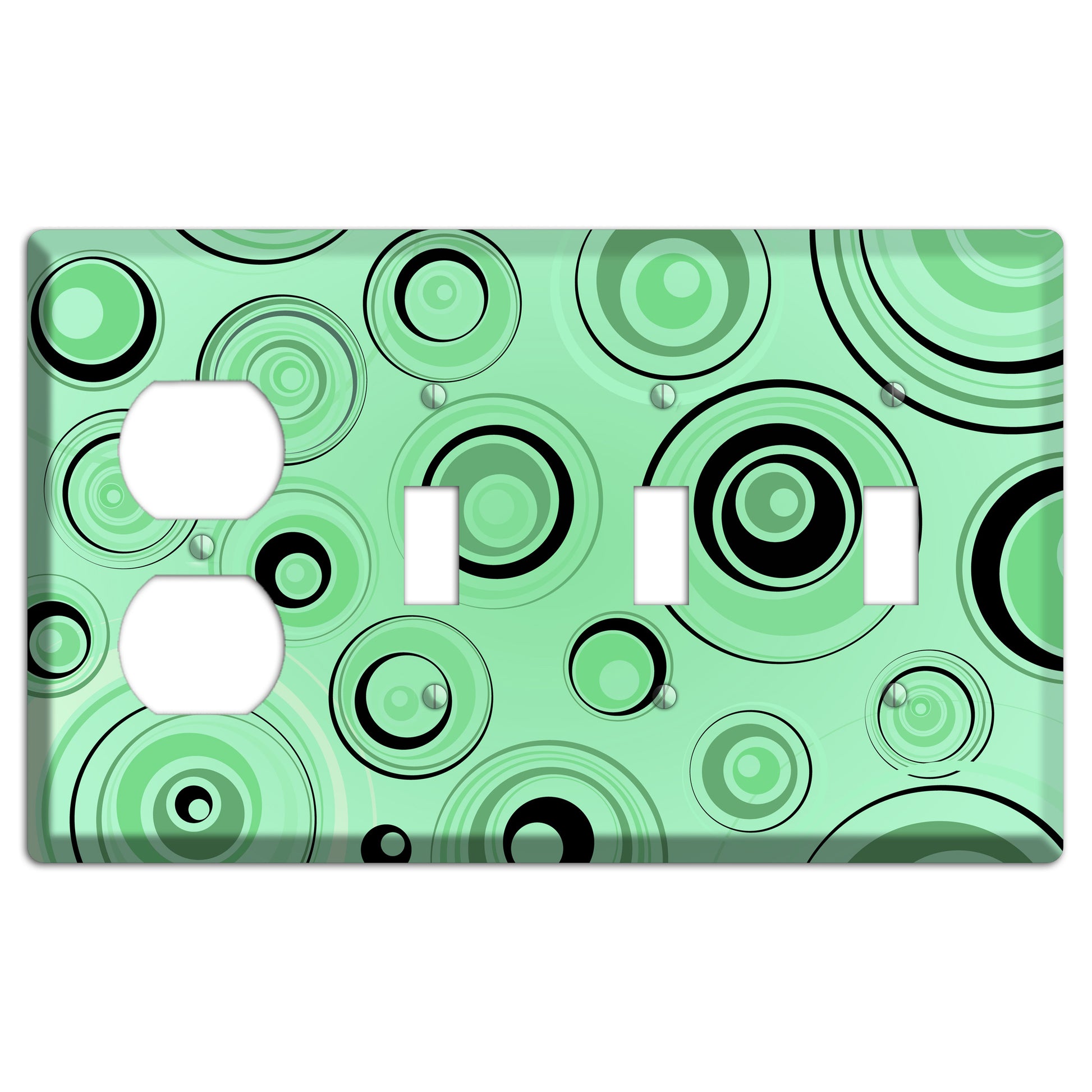 Mint Green Circles Duplex / 3 Toggle Wallplate