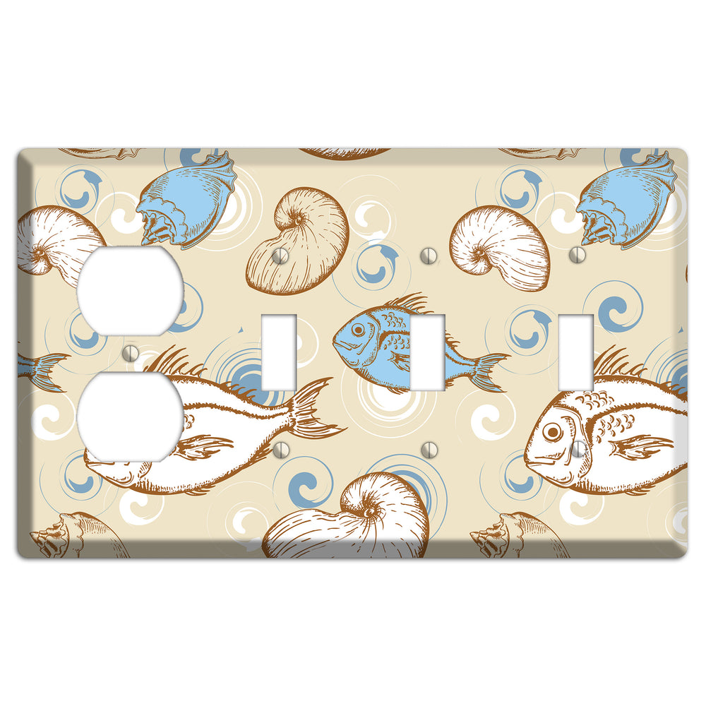 Mixed Sea Life Style 2 Duplex / 3 Toggle Wallplate