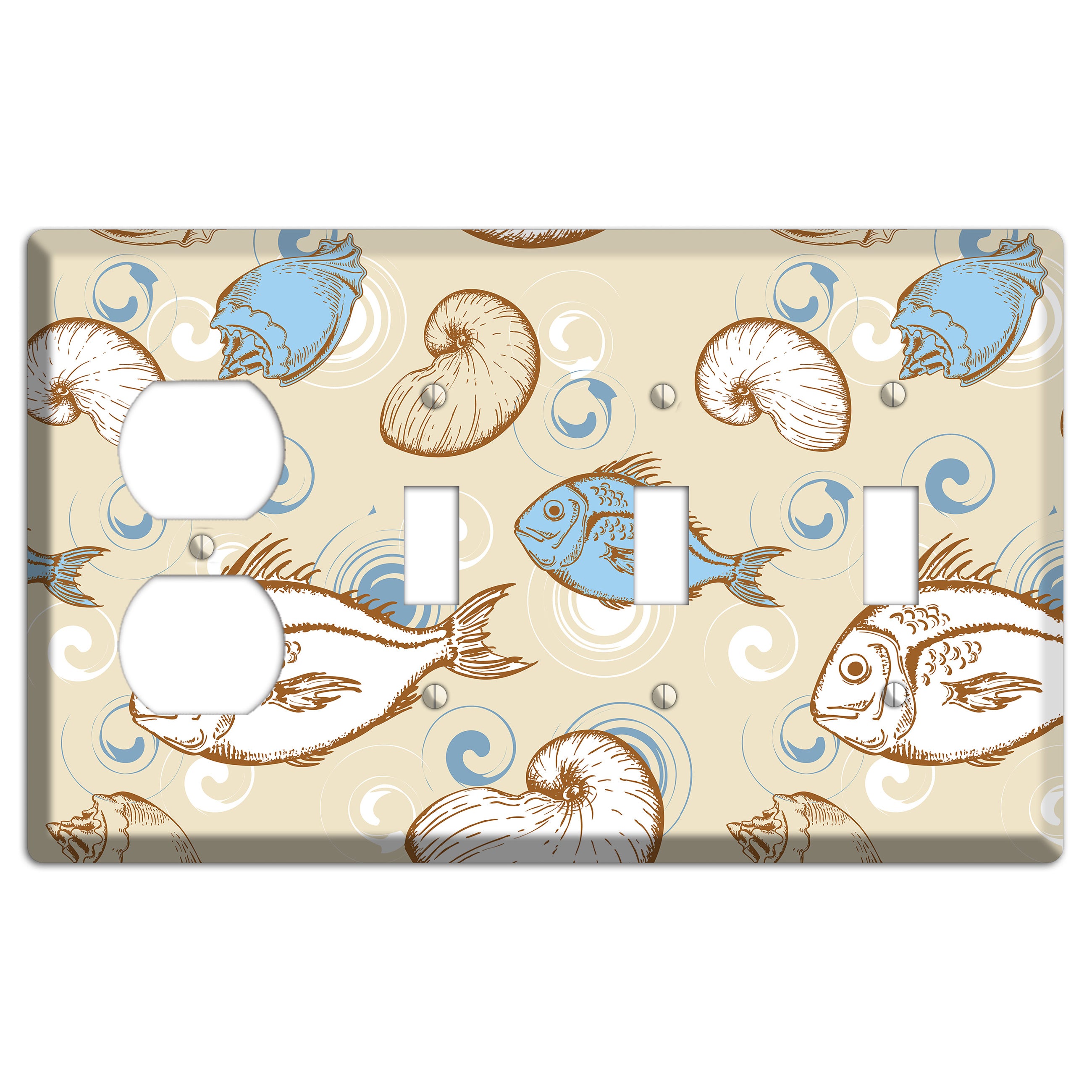 Mixed Sea Life Style 2 Duplex / 3 Toggle Wallplate