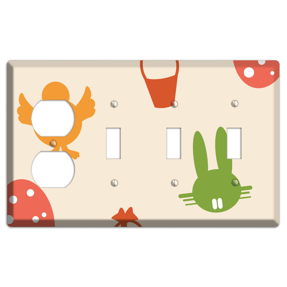 Yellow Chick Duplex / 3 Toggle Wallplate