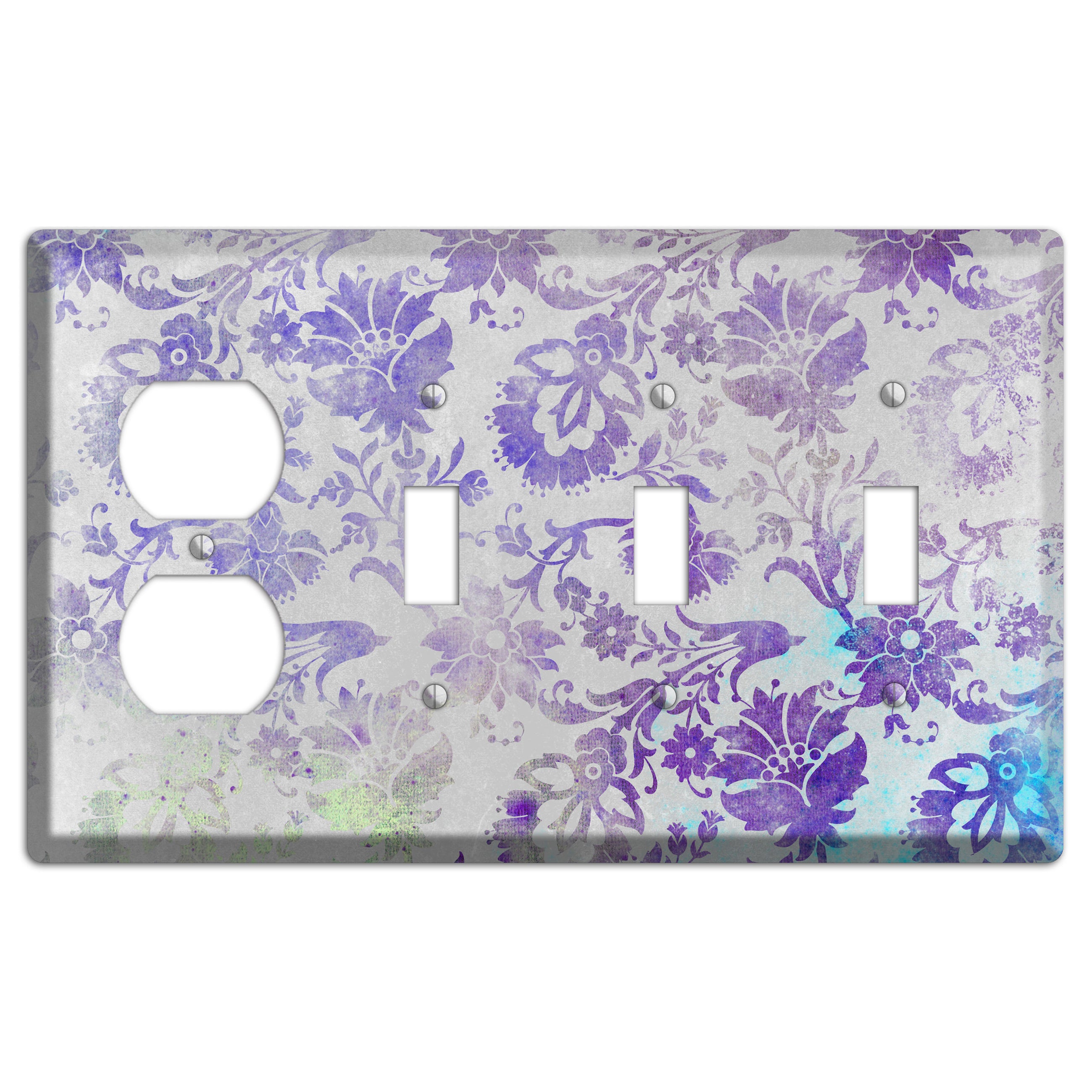 Chatelle Whimsical Damask Duplex / 3 Toggle Wallplate
