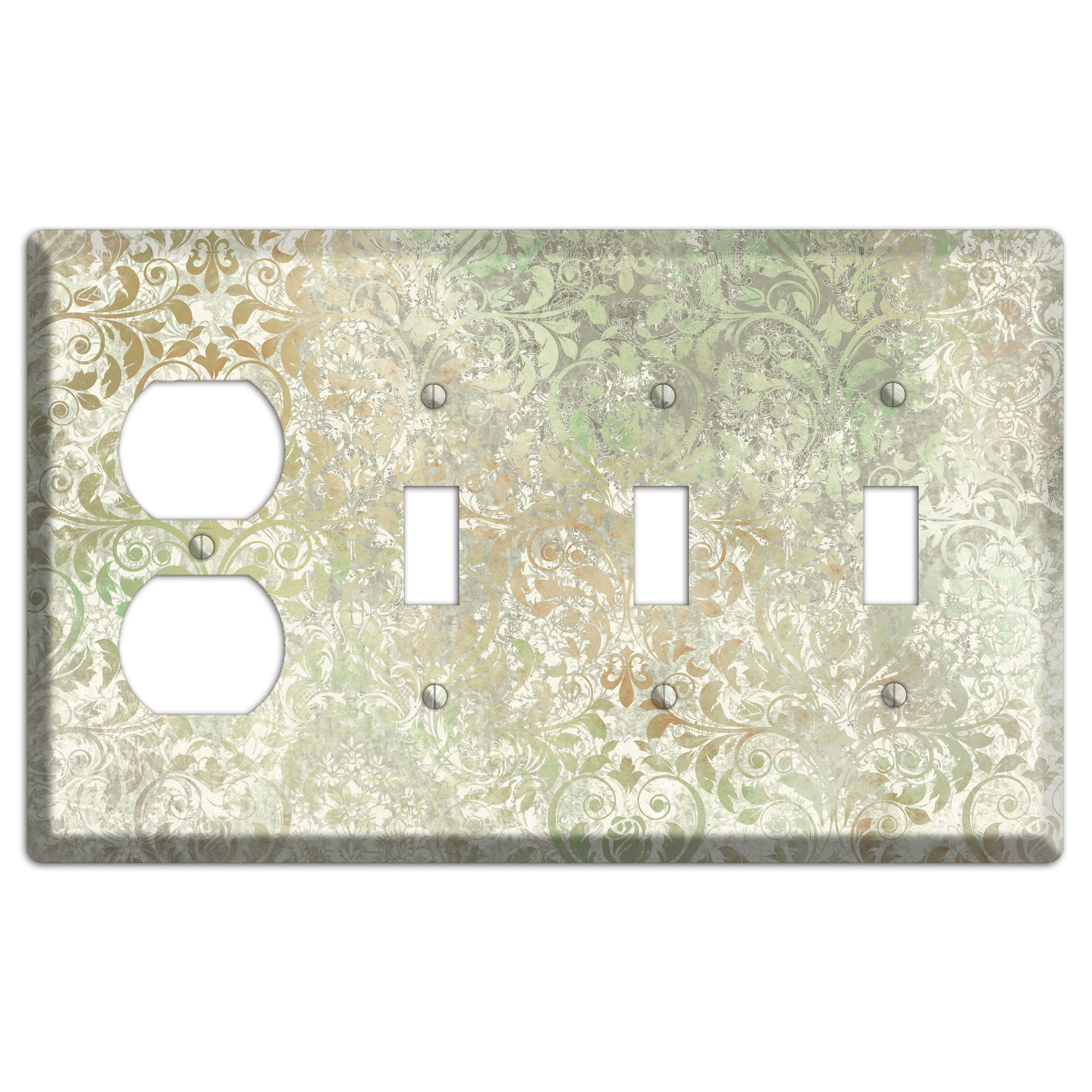 Tana Whimsical Damask Duplex / 3 Toggle Wallplate