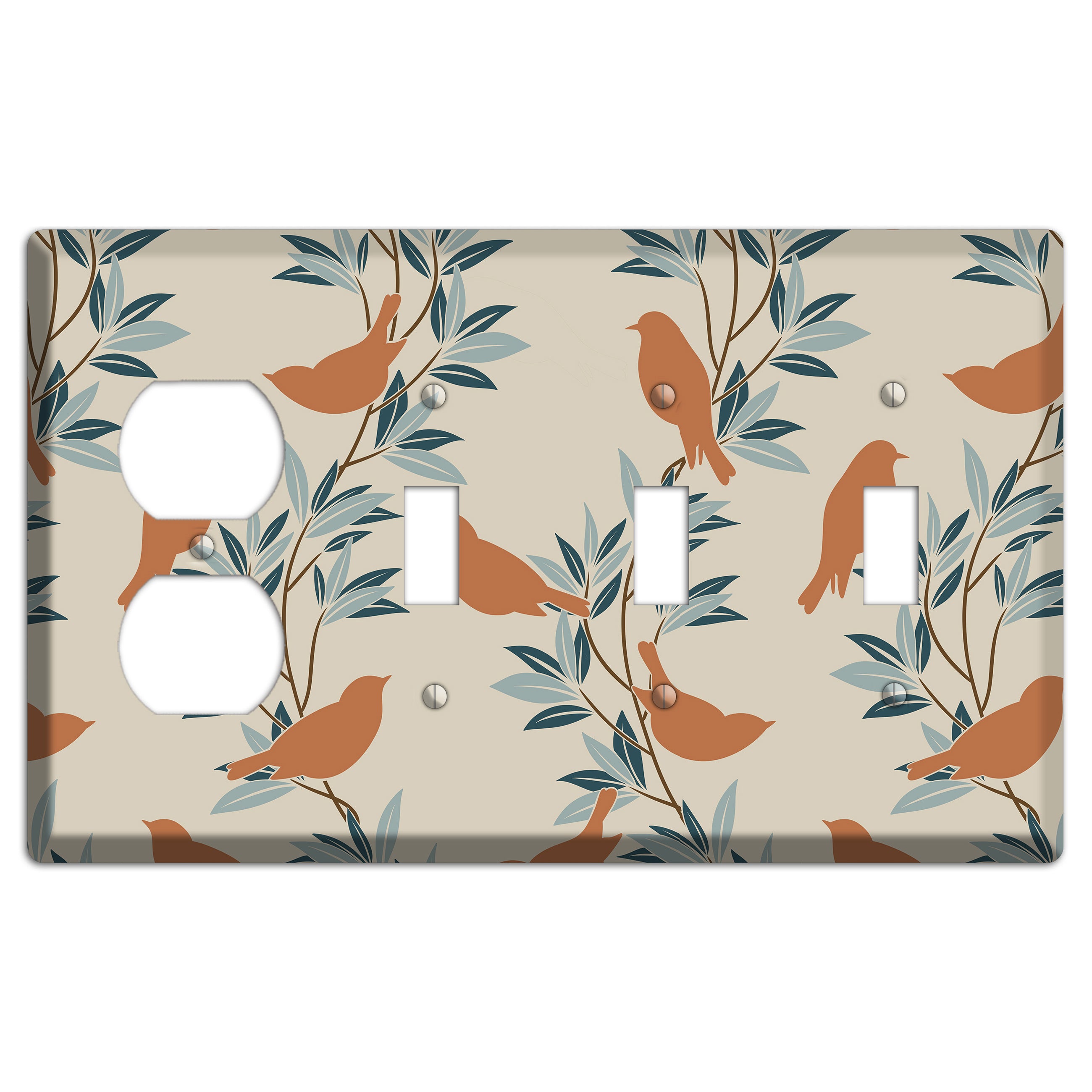 Bird Branch 2 Duplex / 3 Toggle Wallplate