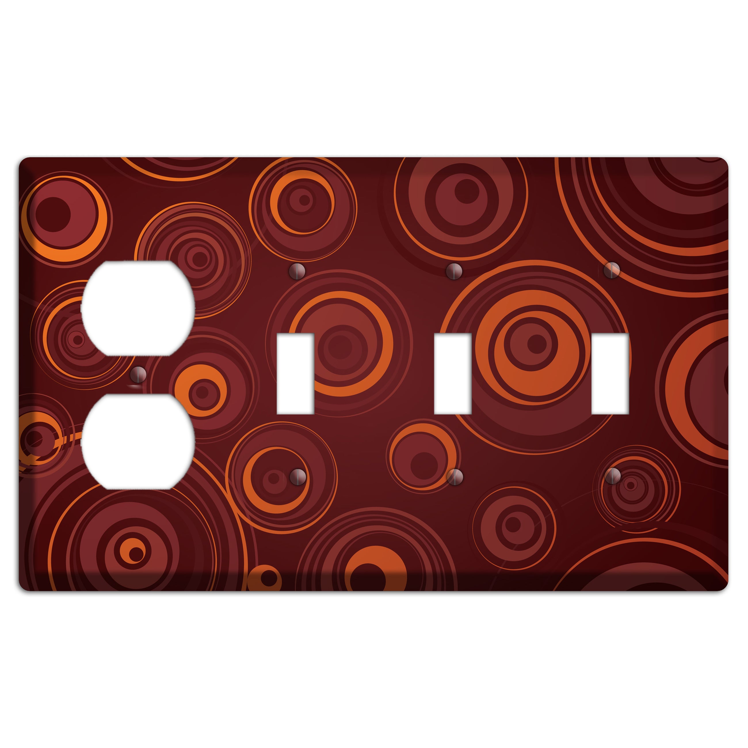 Brown Circles Duplex / 3 Toggle Wallplate