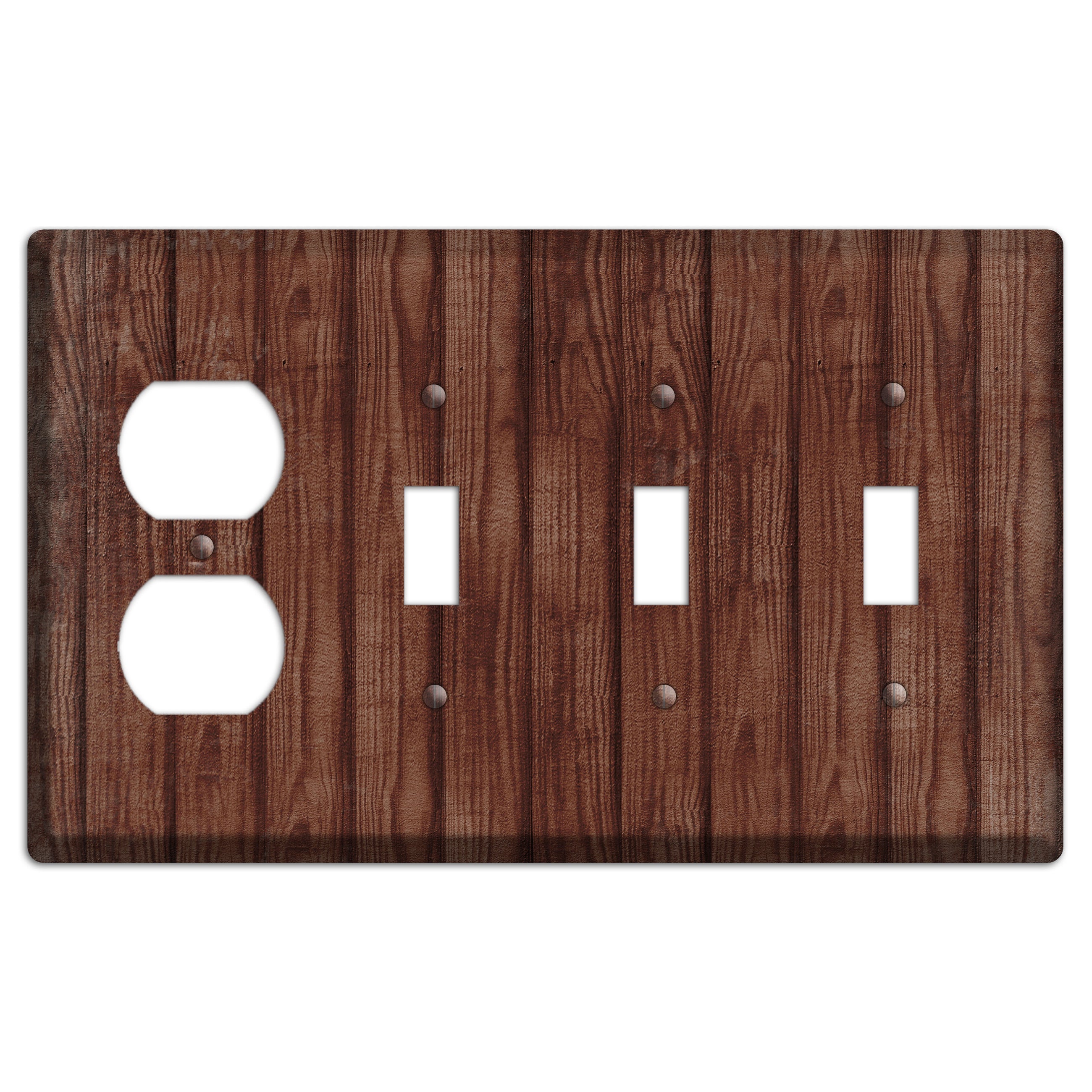 Saddle Weathered Wood Duplex / 3 Toggle Wallplate