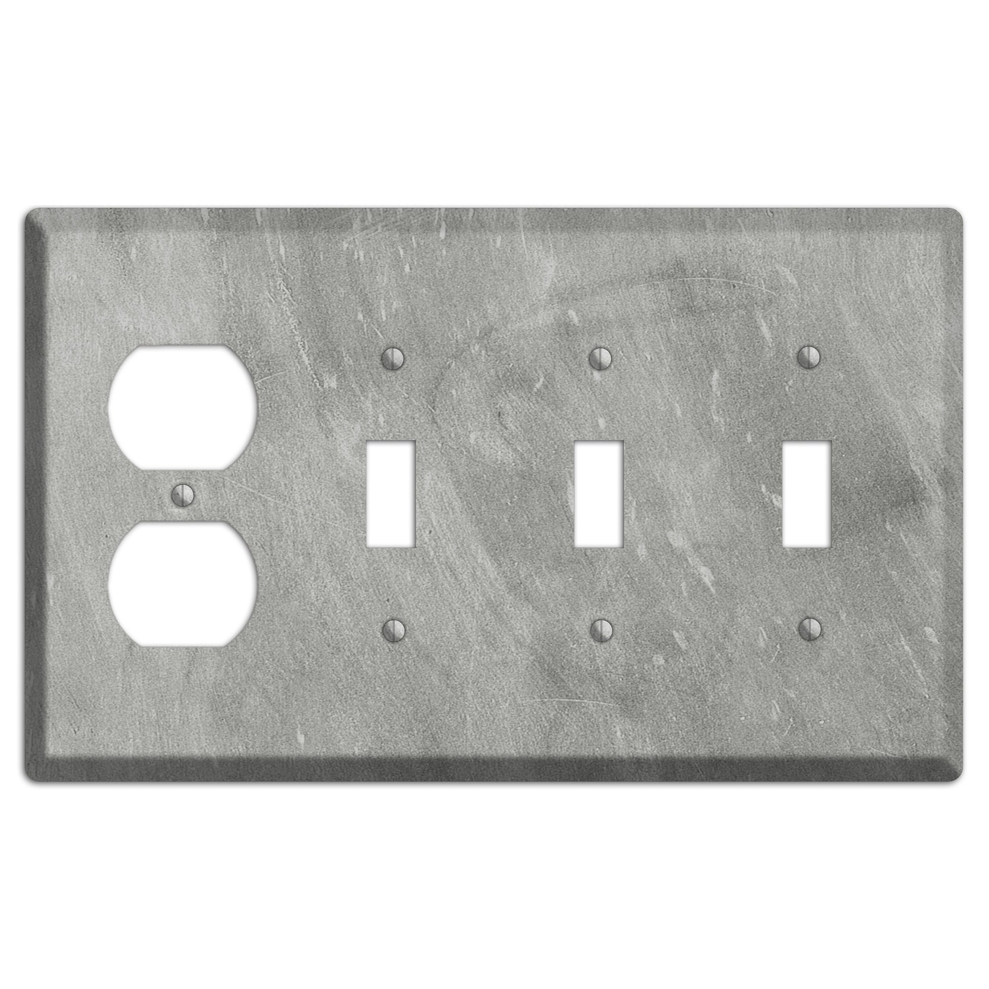 Chalk Grey Duplex / 3 Toggle Wallplate