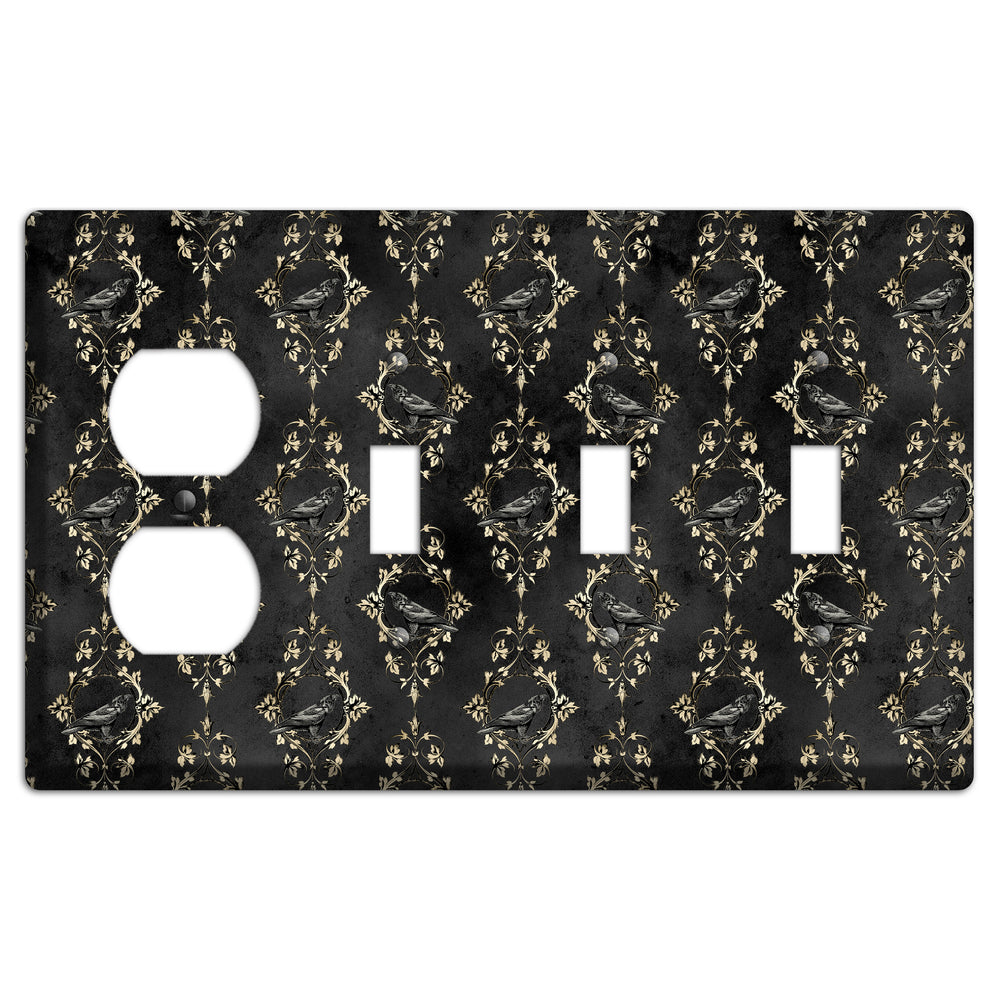 Edgar Allen Poe Raven Duplex / 3 Toggle Wallplate
