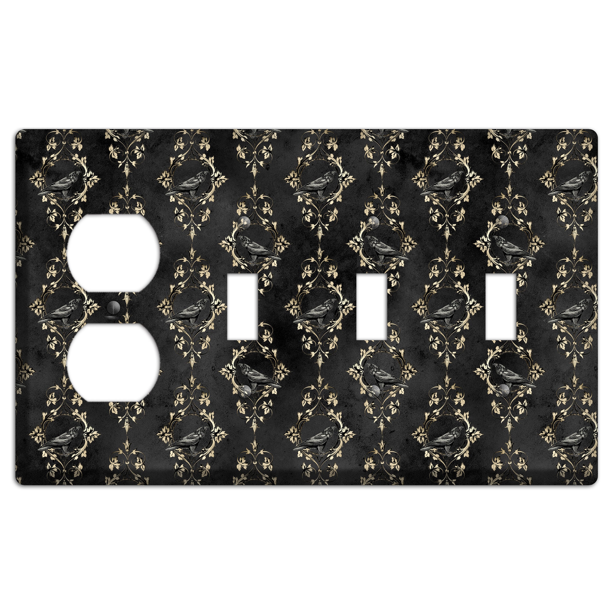 Edgar Allen Poe Raven Duplex / 3 Toggle Wallplate