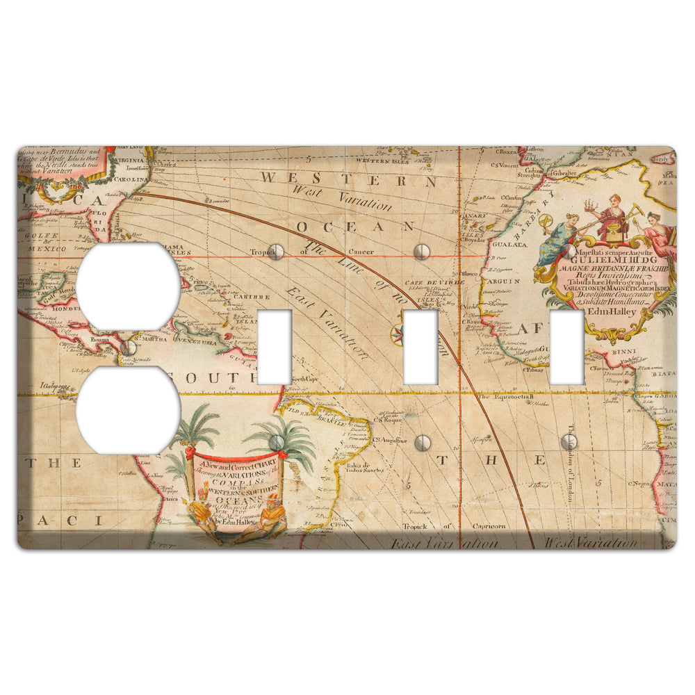 Map of Latin America Duplex / 3 Toggle Wallplate