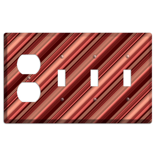 Red Stripes Duplex / 3 Toggle Wallplate