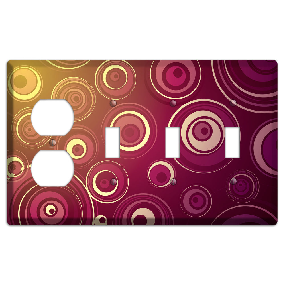Maroon and Yellow Circles Duplex / 3 Toggle Wallplate