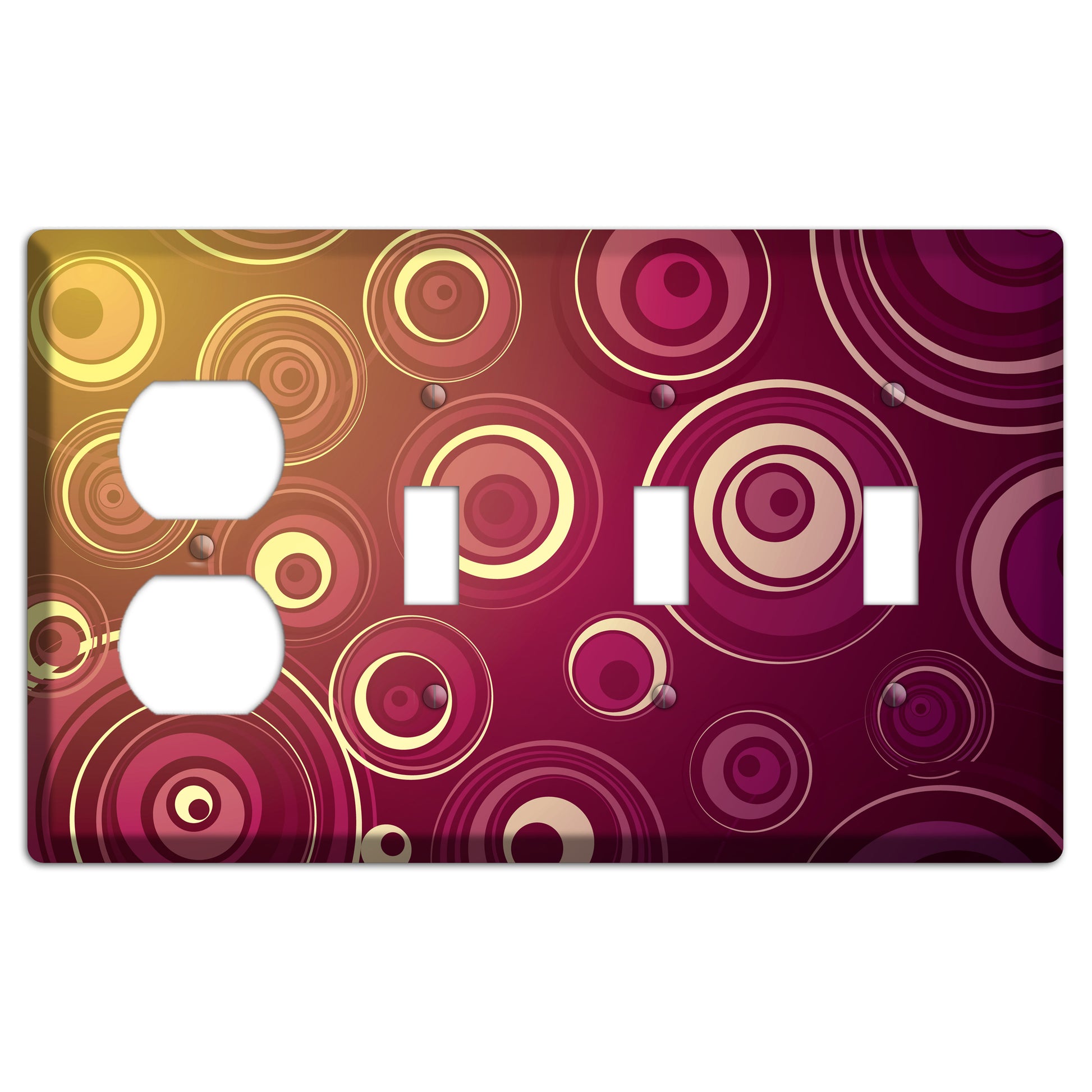 Maroon and Yellow Circles Duplex / 3 Toggle Wallplate