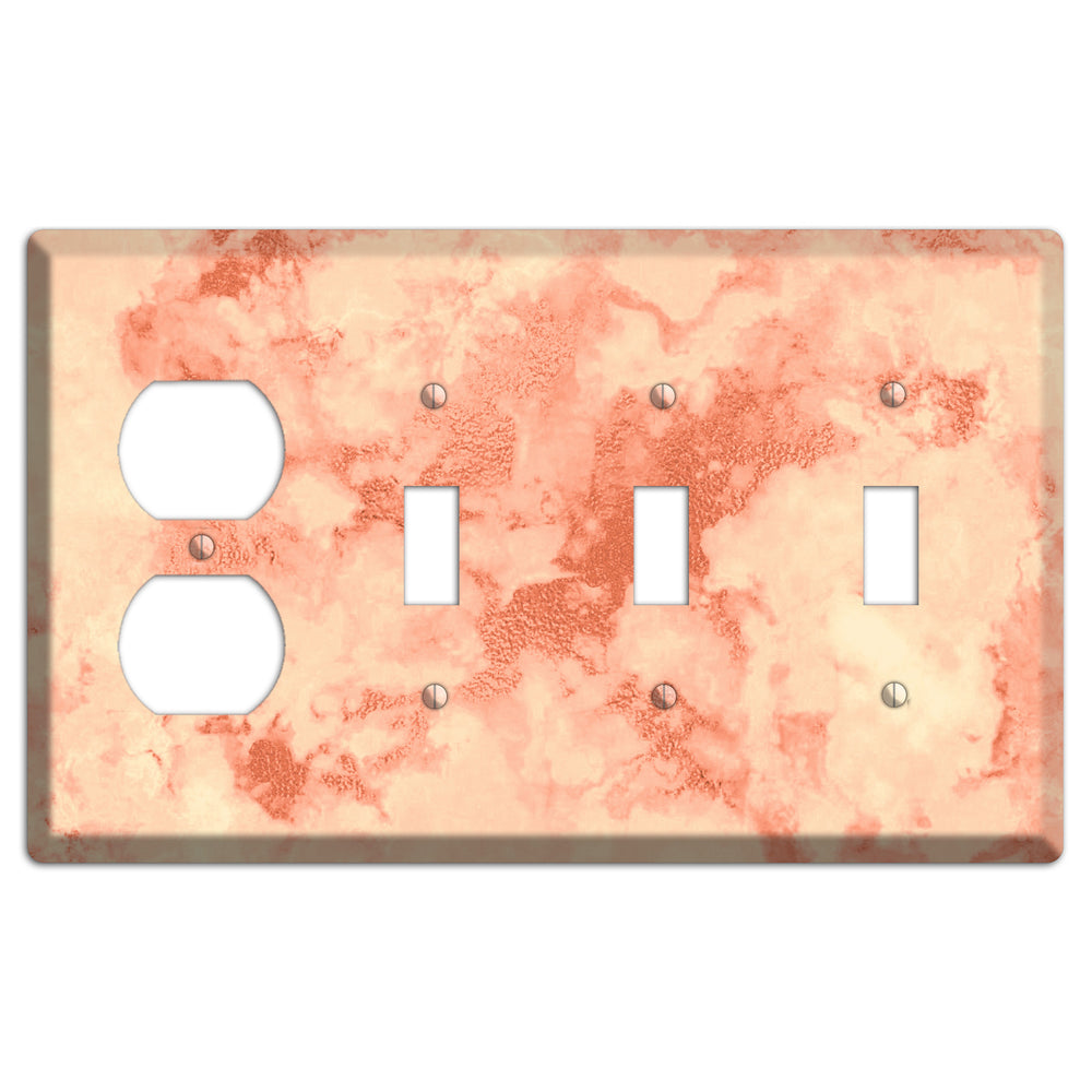 Apricot Peach Marble Duplex / 3 Toggle Wallplate