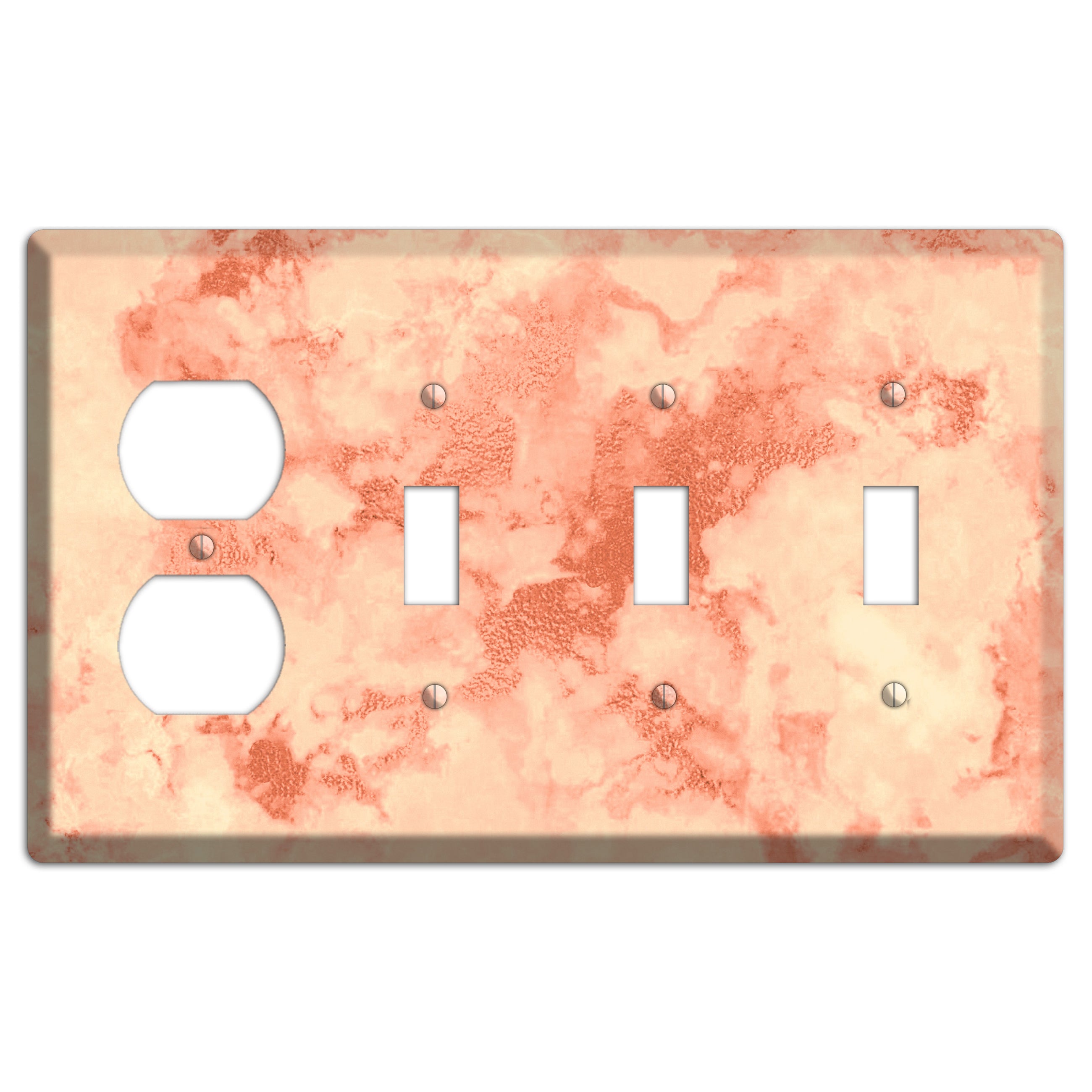 Apricot Peach Marble Duplex / 3 Toggle Wallplate