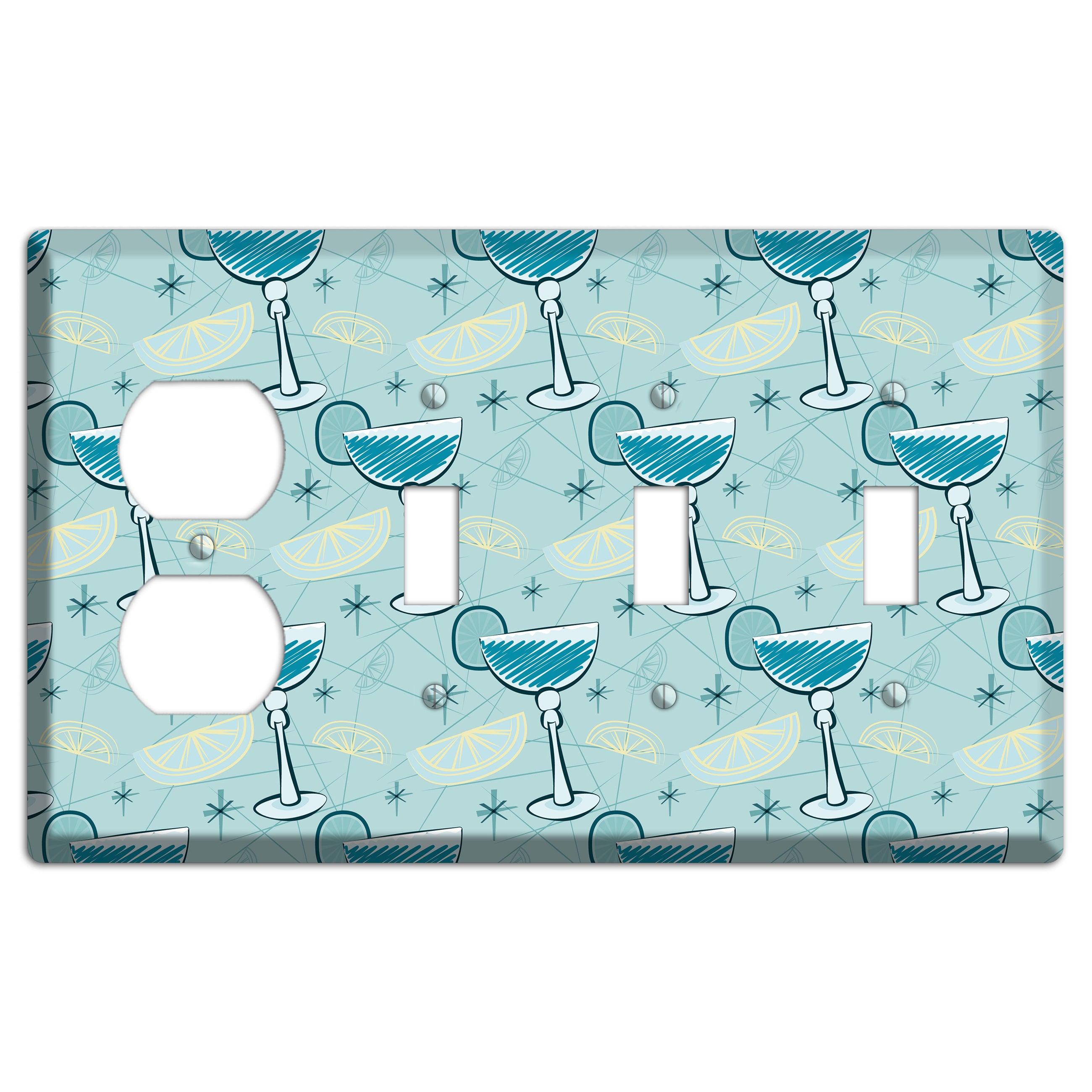 Cocktails Duplex / 3 Toggle Wallplate
