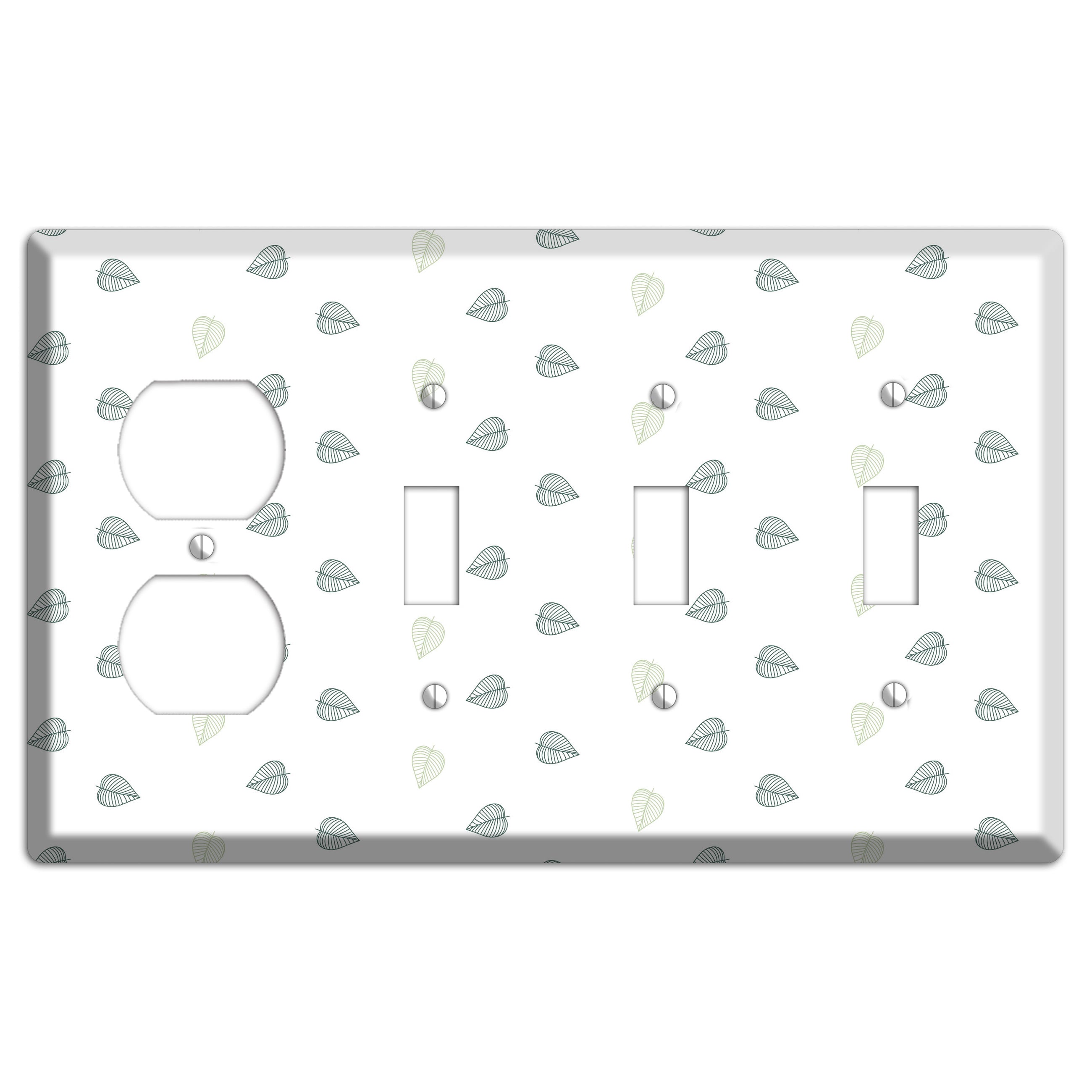 Leaves Style BB Duplex / 3 Toggle Wallplate