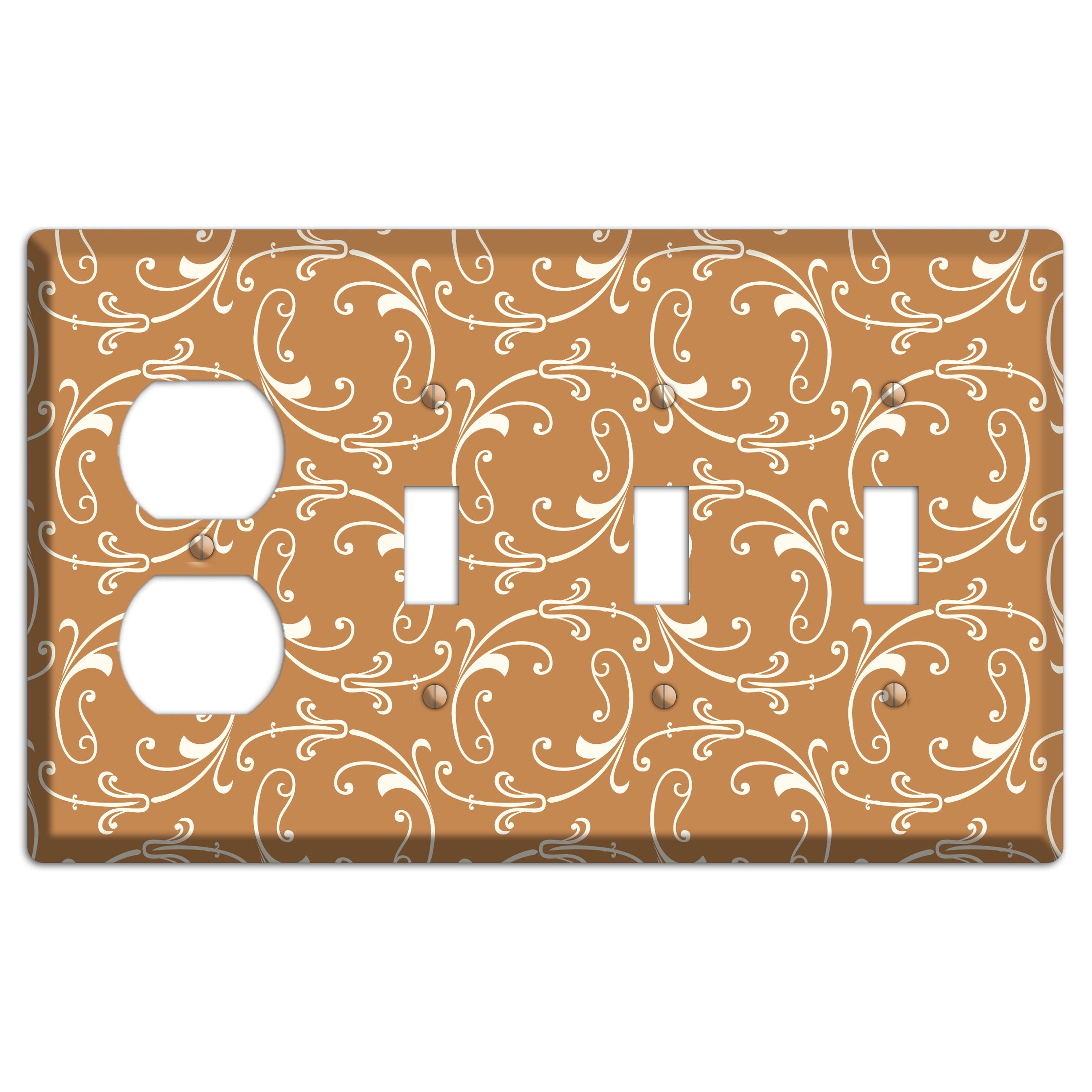 Gold Victorian Sprig Duplex / 3 Toggle Wallplate