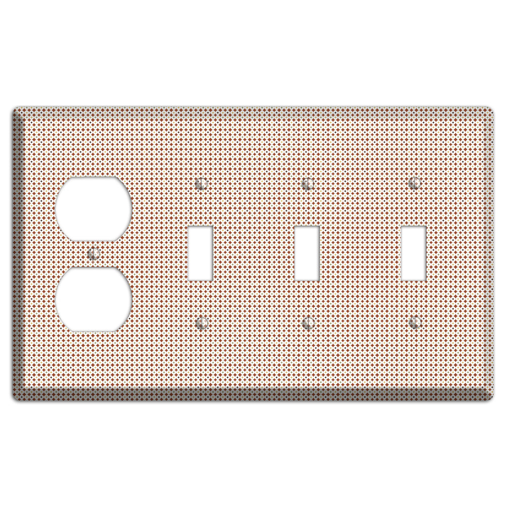 Beige Weave Duplex / 3 Toggle Wallplate