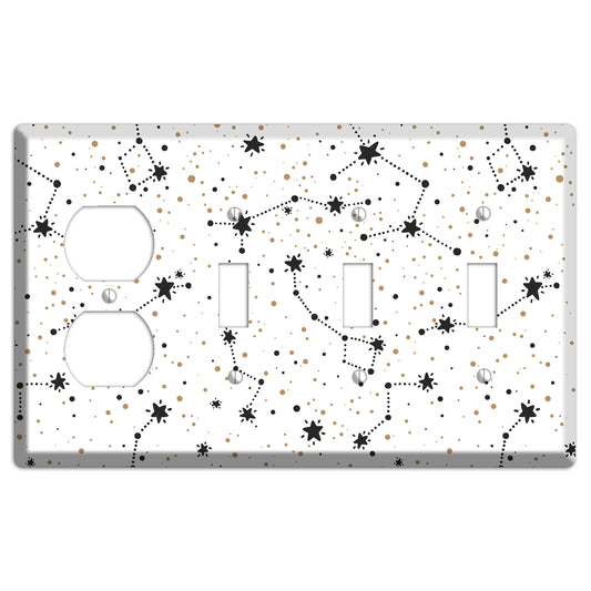 Constellations White Duplex / 3 Toggle Wallplate
