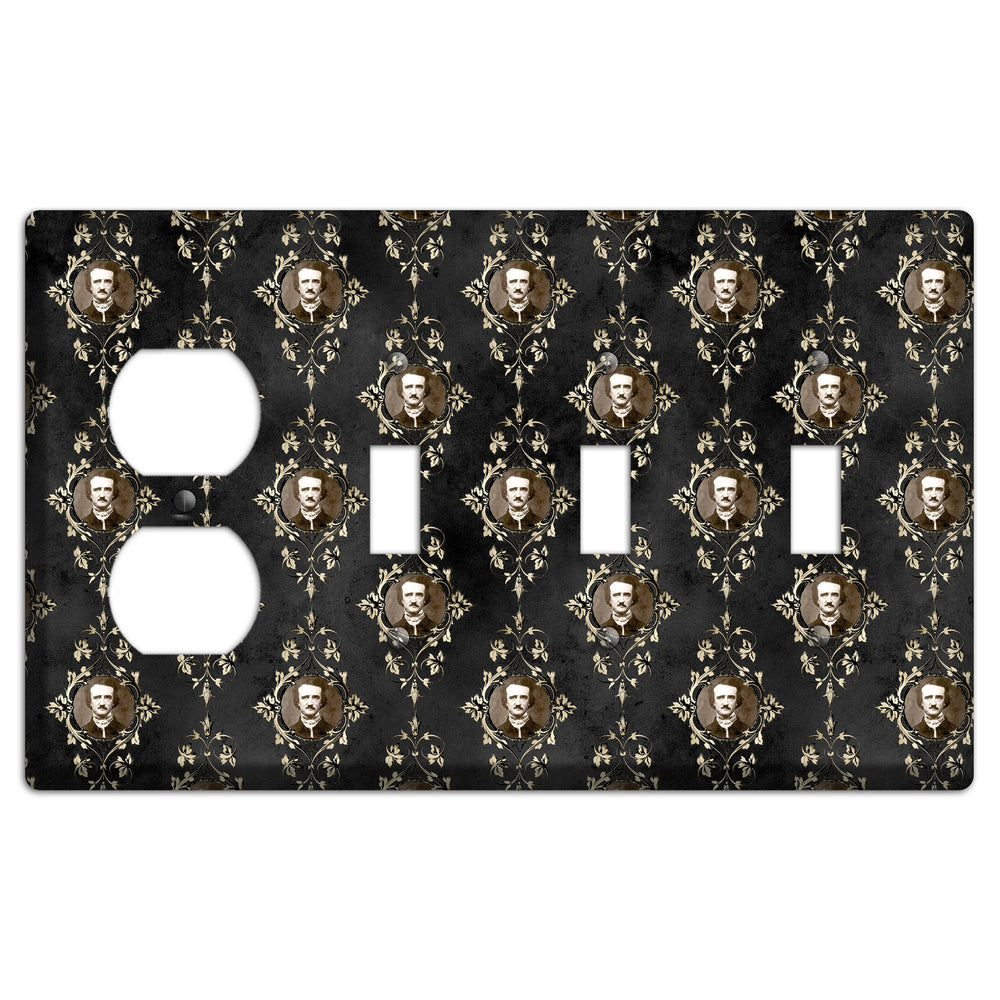 Edgar Allen Poe Self Portrait Duplex / 3 Toggle Wallplate