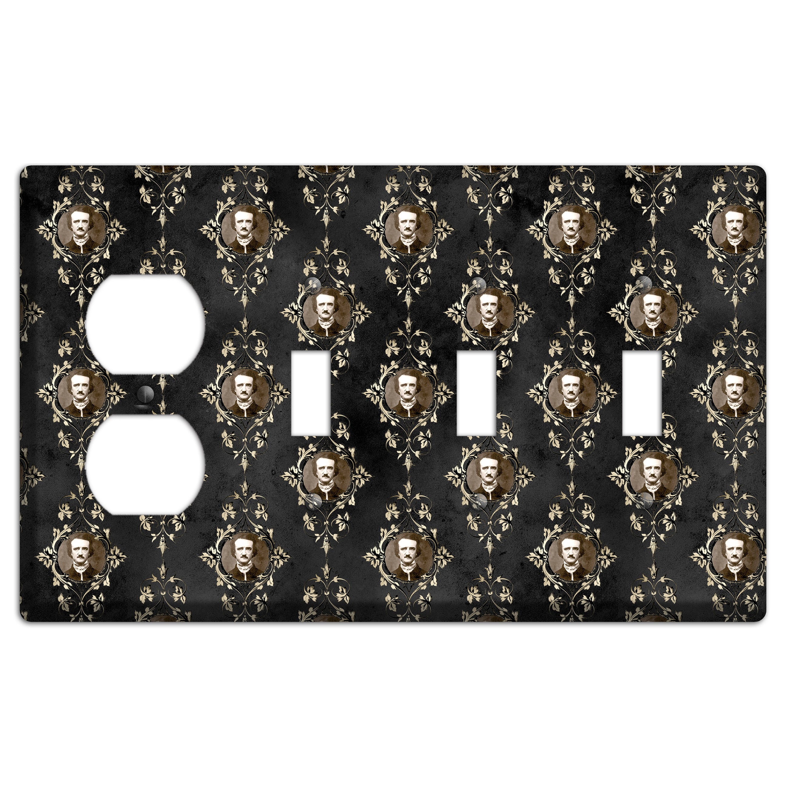 Edgar Allen Poe Self Portrait Duplex / 3 Toggle Wallplate