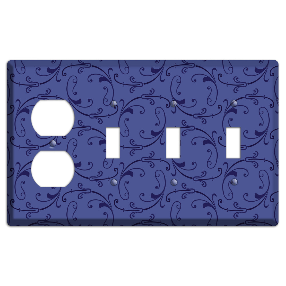 Green and Brown Argyle Duplex / 3 Toggle Wallplate
