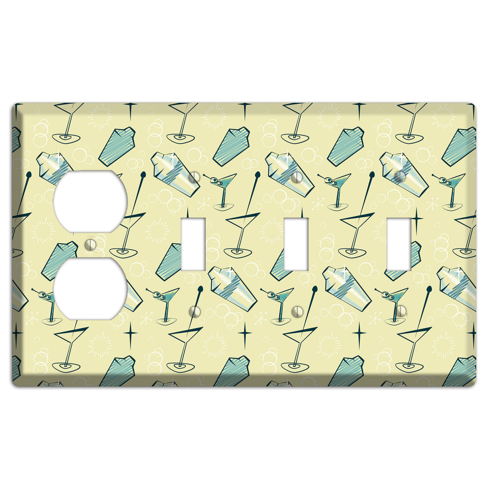 Retro Cocktails Lime Duplex / 3 Toggle Wallplate