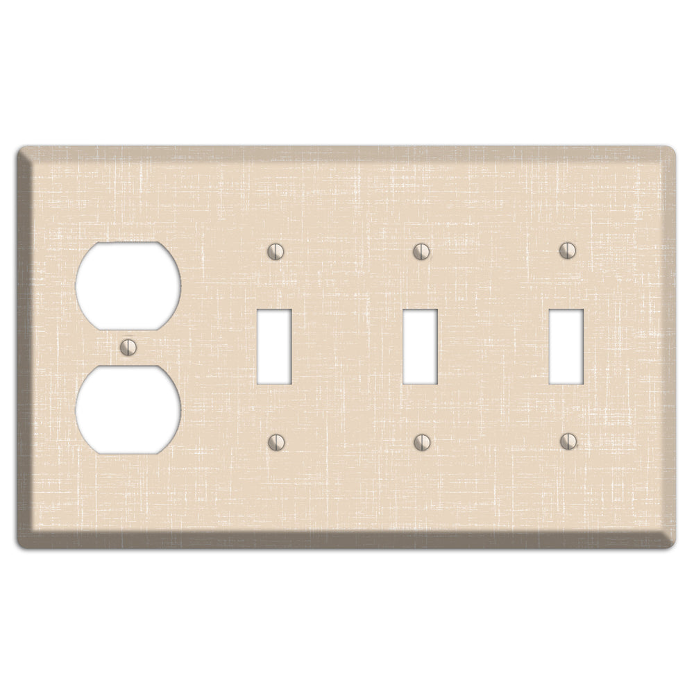 Double Spanish White Neutral Texture Duplex / 3 Toggle Wallplate