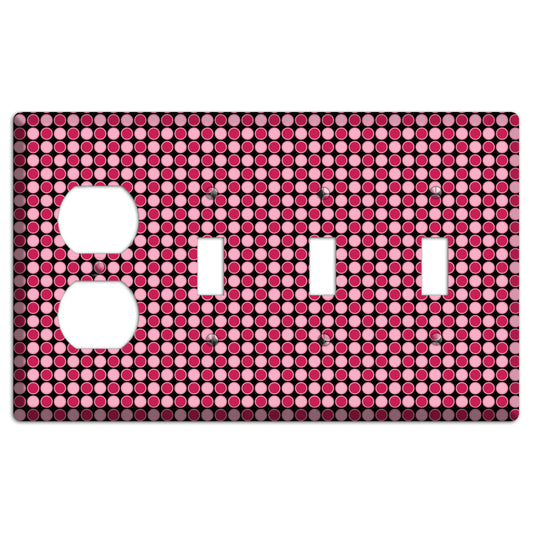 Fuschia and Pink Tiled Dots Duplex / 3 Toggle Wallplate