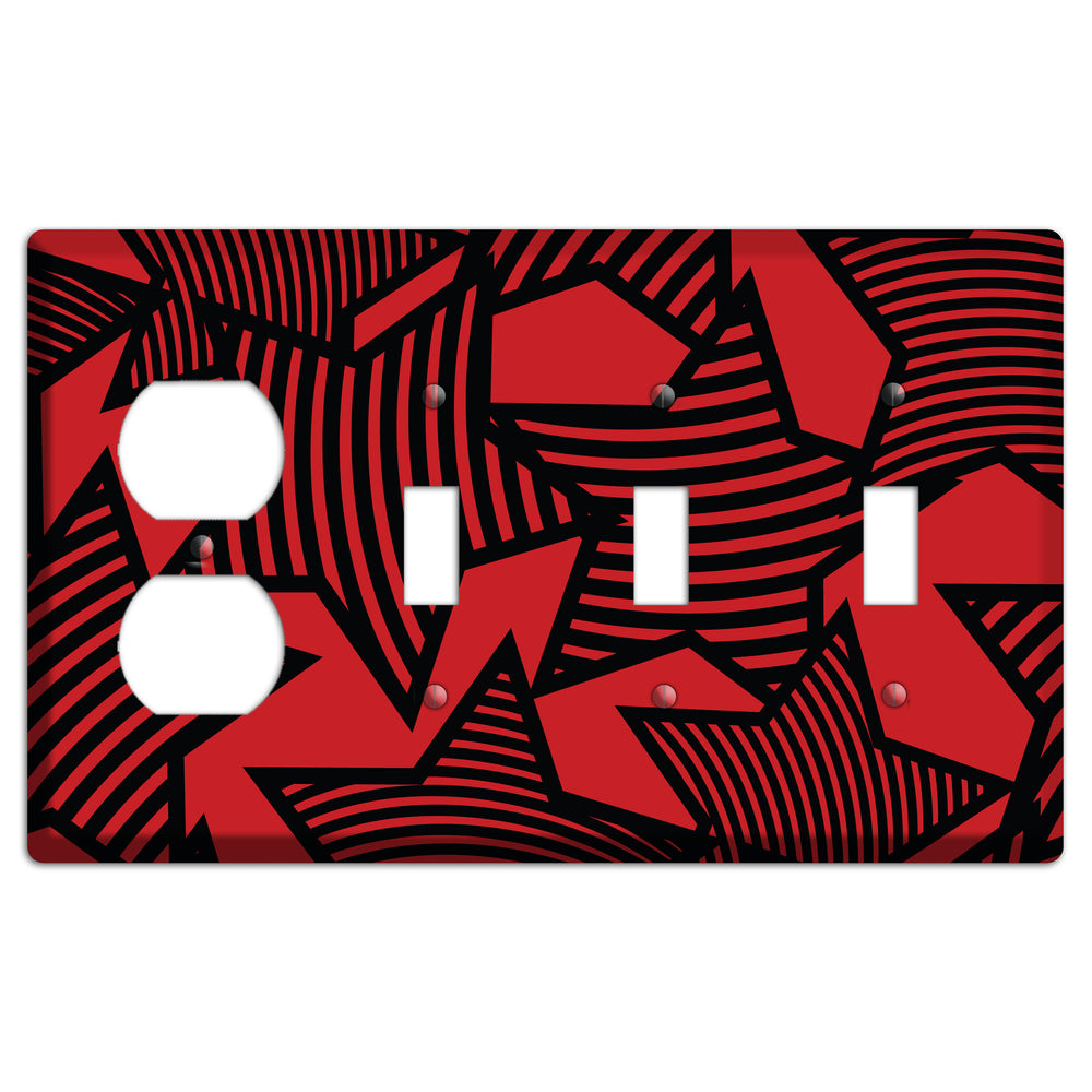 Red with Large Black Stars Duplex / 3 Toggle Wallplate