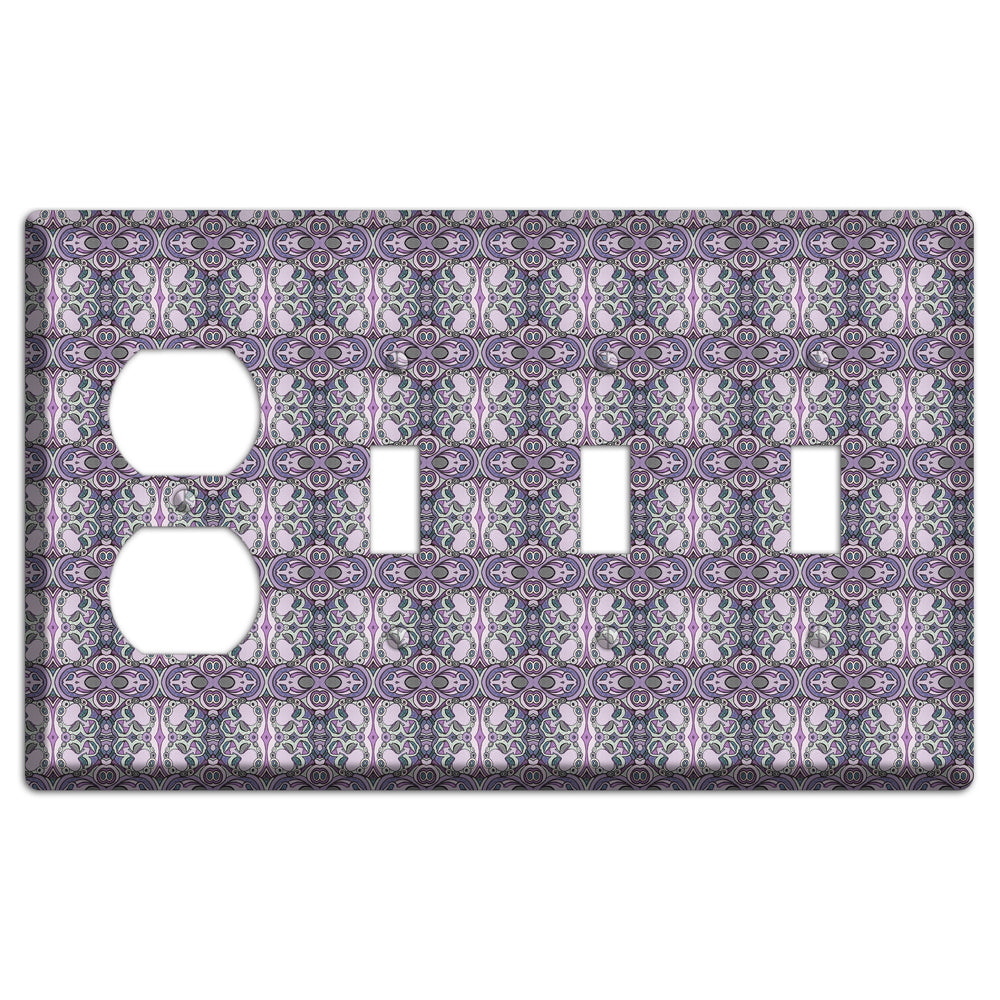 Pink Purple Sage Tapestry Duplex / 3 Toggle Wallplate