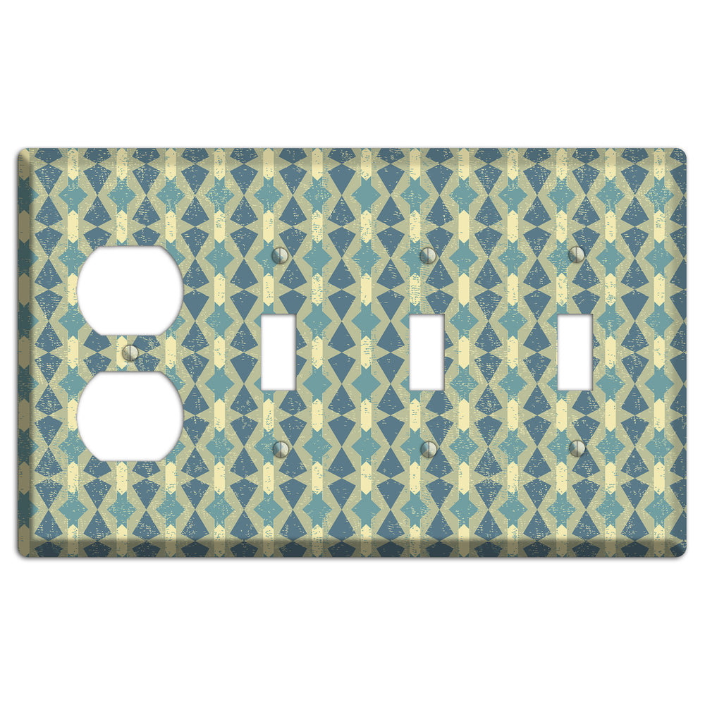 Turkish Mosaic Duplex / 3 Toggle Wallplate
