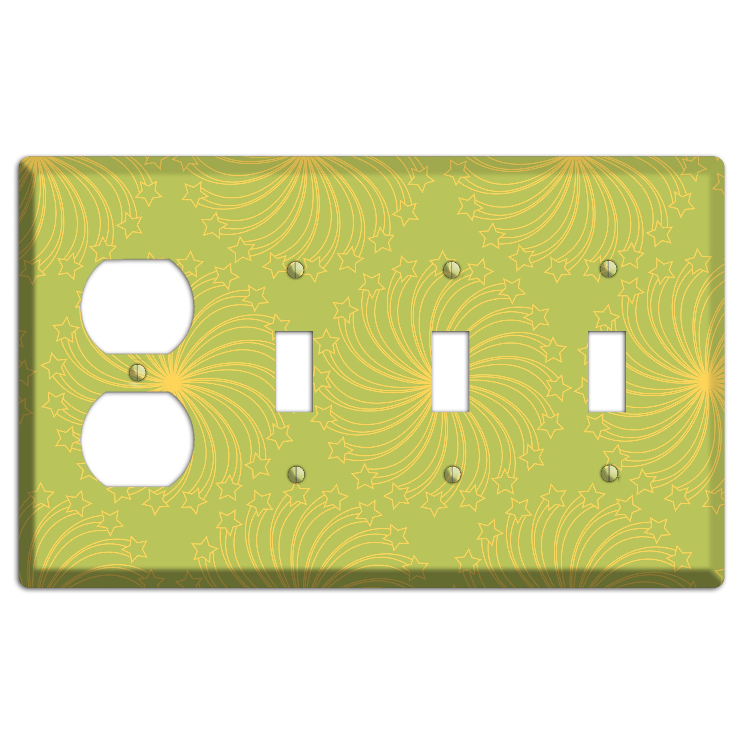 Multi Lime Star Swirl Duplex / 3 Toggle Wallplate